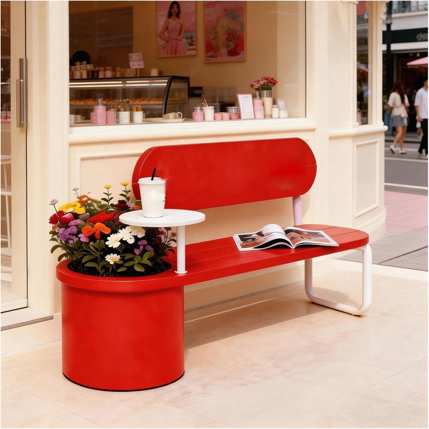 Garden Bench with Planters Outdoor Bench with Flower Box