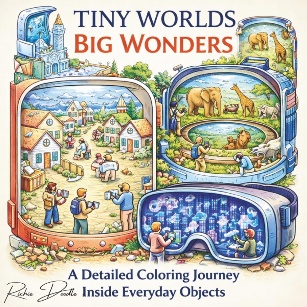 Tiny Worlds Big Wonder: A Detailed Coloring Journey Inside Everyday Objects