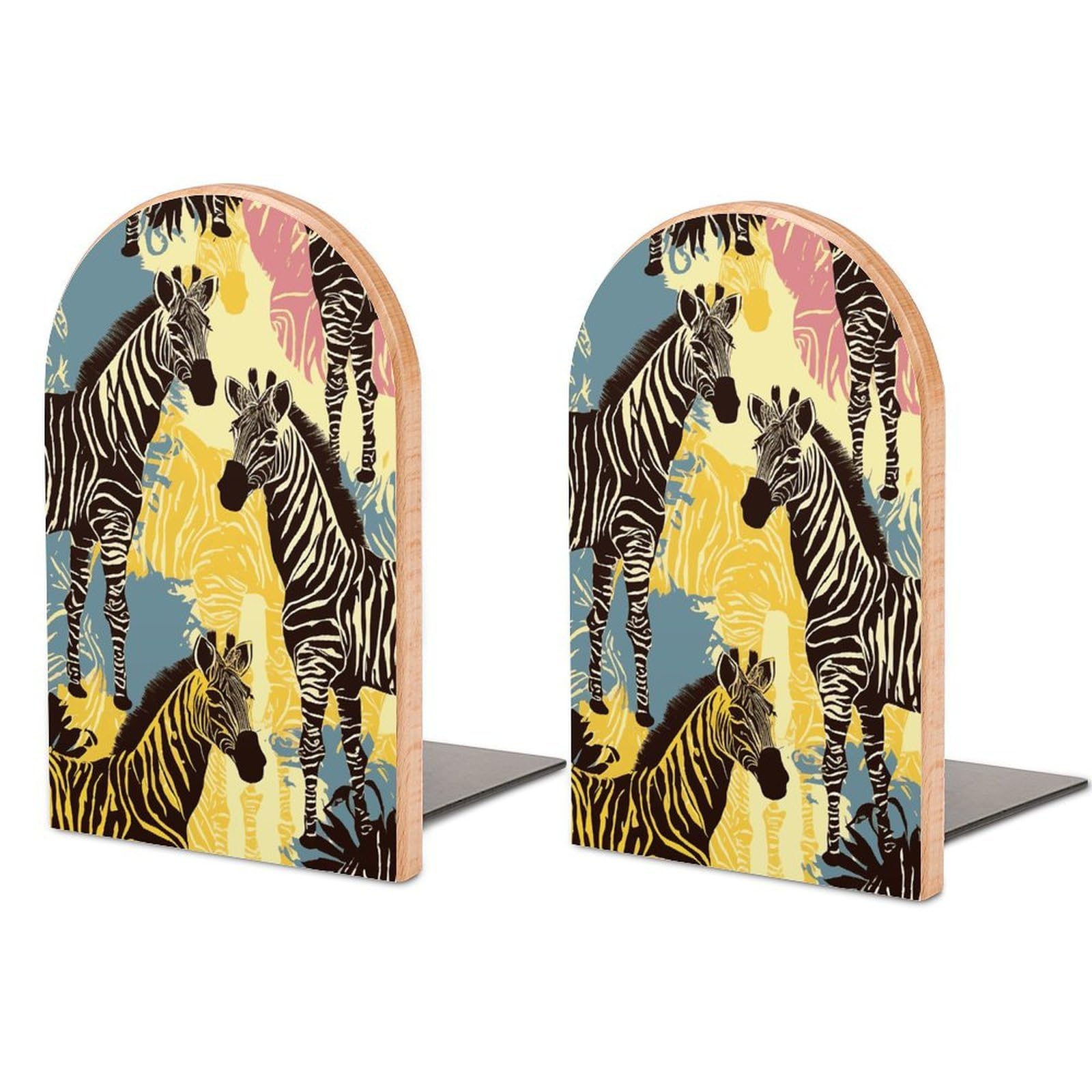 Giraffe and Zebra Bookend Modern Bookends for Shelves Non-Skid Book Holder Heavy Duty Metal Book Storage for Books CDs Decorative Book Stopper for Home
