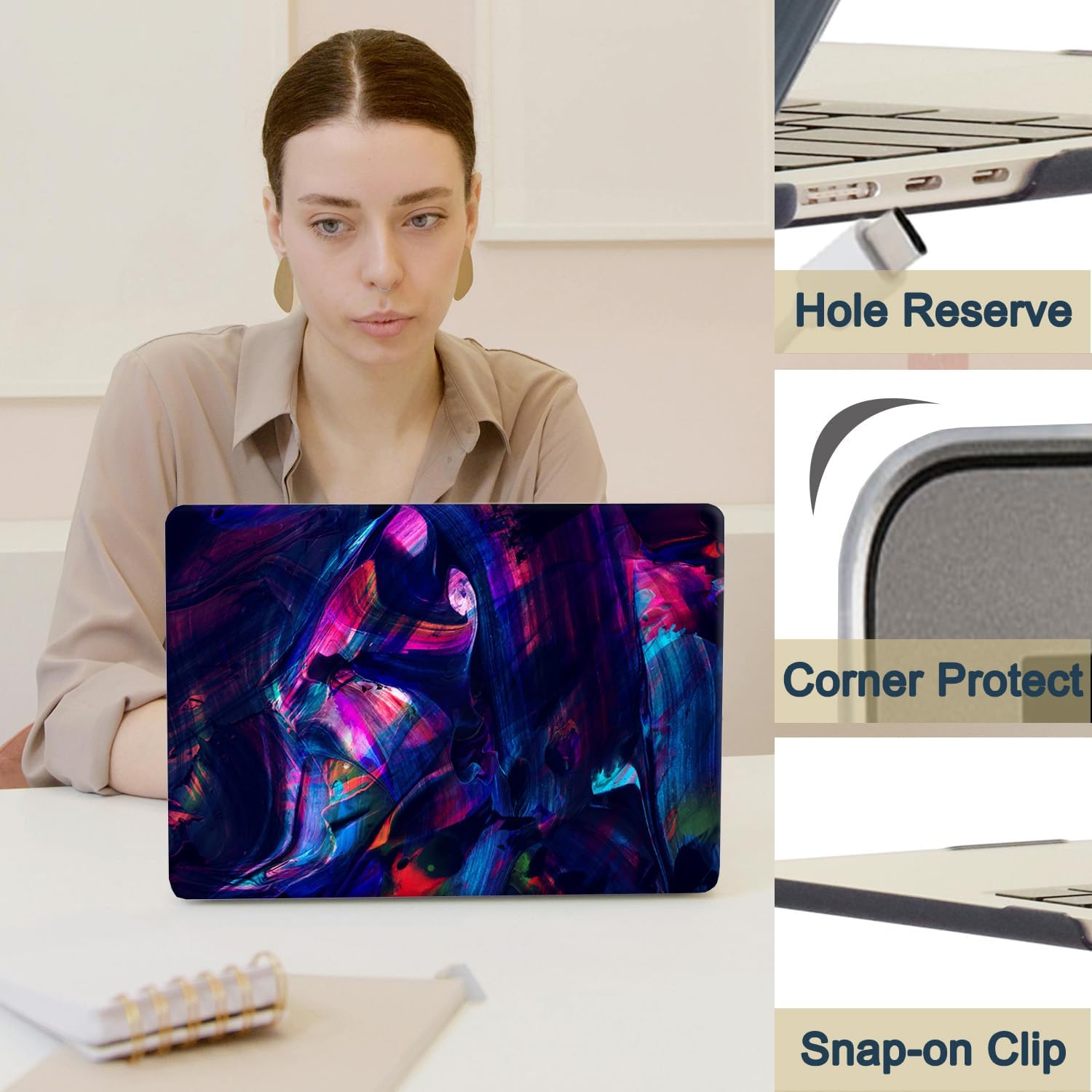 Hard Case Compatible with New MacBook Air 13 Inch Case 2020 2019 2018 Release Model A2337 M1 A2179 A1932 with Retina Display and Touch ID, Matt Plastic Hard Shell Case Cover - Rose Navy