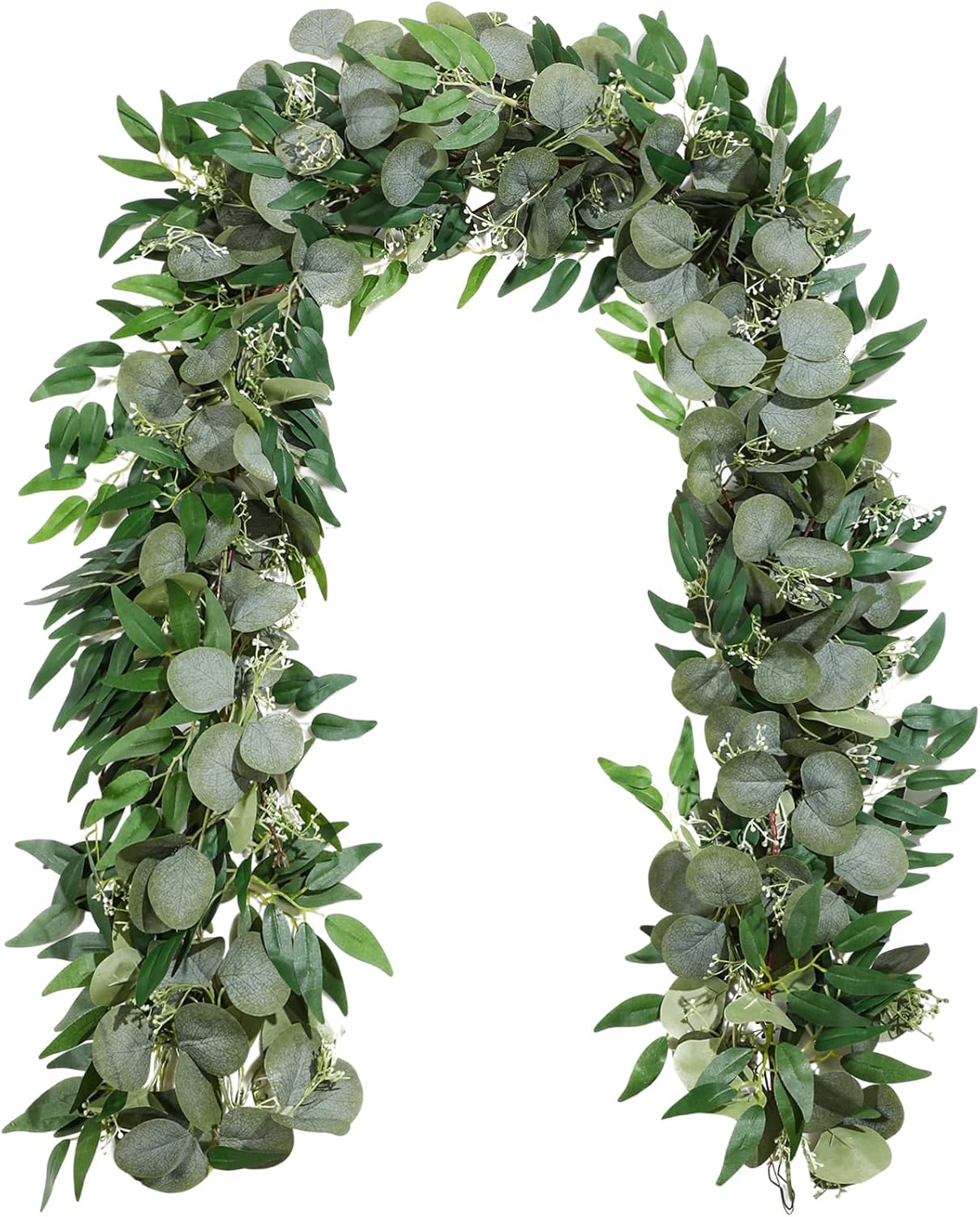 10 Sets Artificial Greenery Garlands Bulk Total 55.8 Feet Silver Dollar Eucalyptus Garland with Fake Willow Vines for Baby Shower Rustic Wedding Arch Swag Table Runner Home Spring Decoration