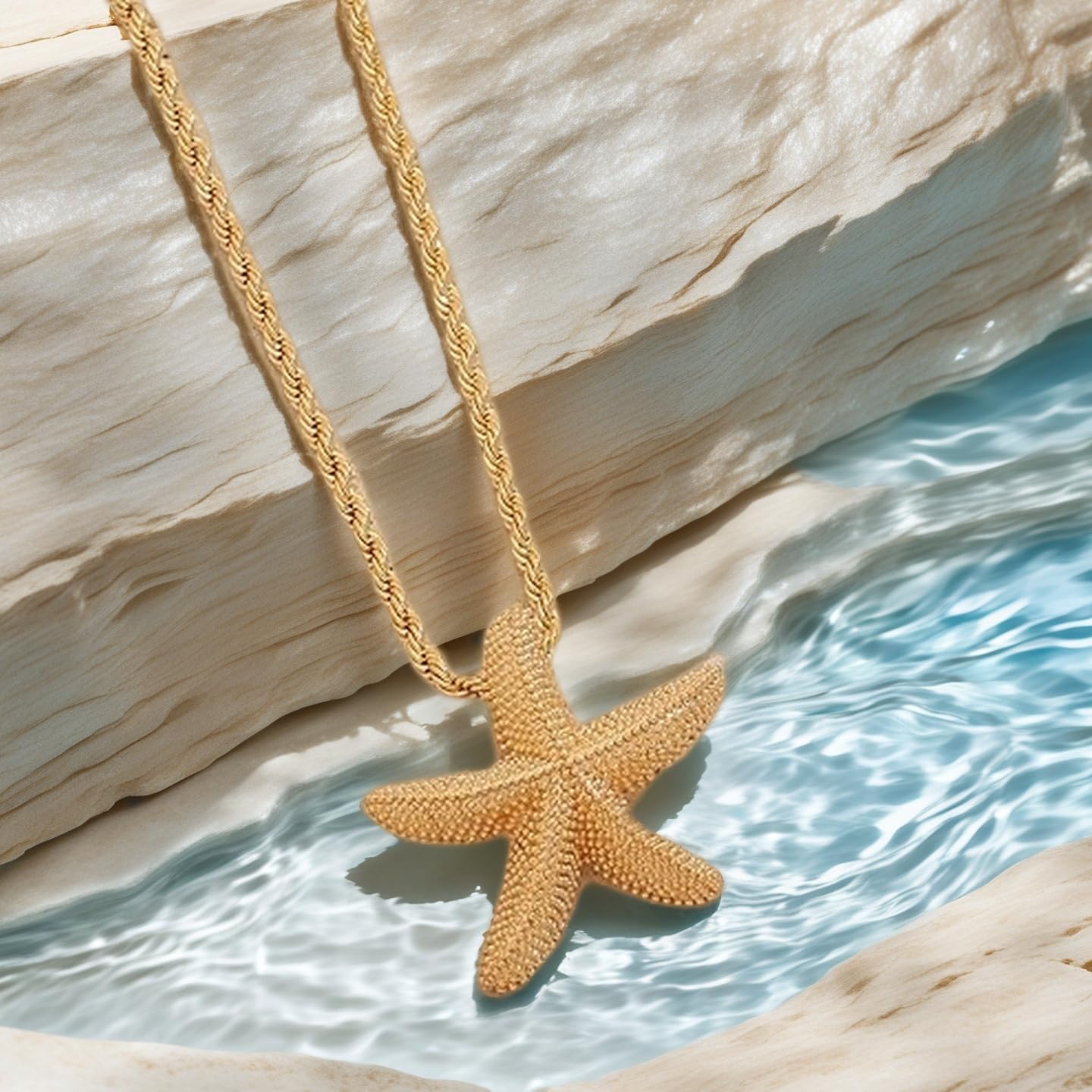 QBrand Starfish Pendant Necklace for Women 18K Gold Tone Twisted Beach Jewelry Summer Ocean Inspired Adjustable Chain Gifts - Image 2