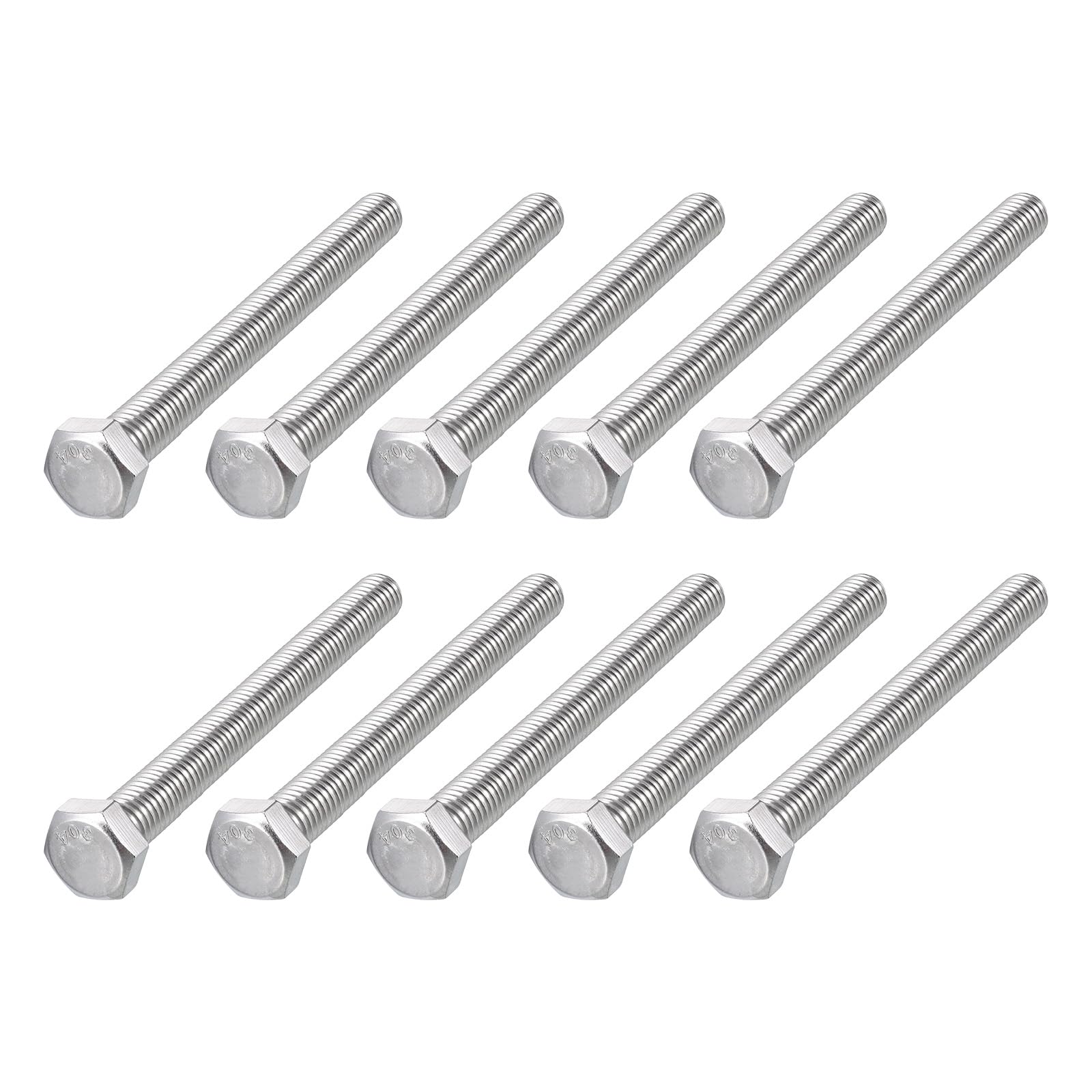 METALLIXITY Hex Head Bolts (1/2-13 x 6") 20Pcs, 304 Stainless Steel 18-8, Fully Threaded, External Hex Drive, Plain Finish