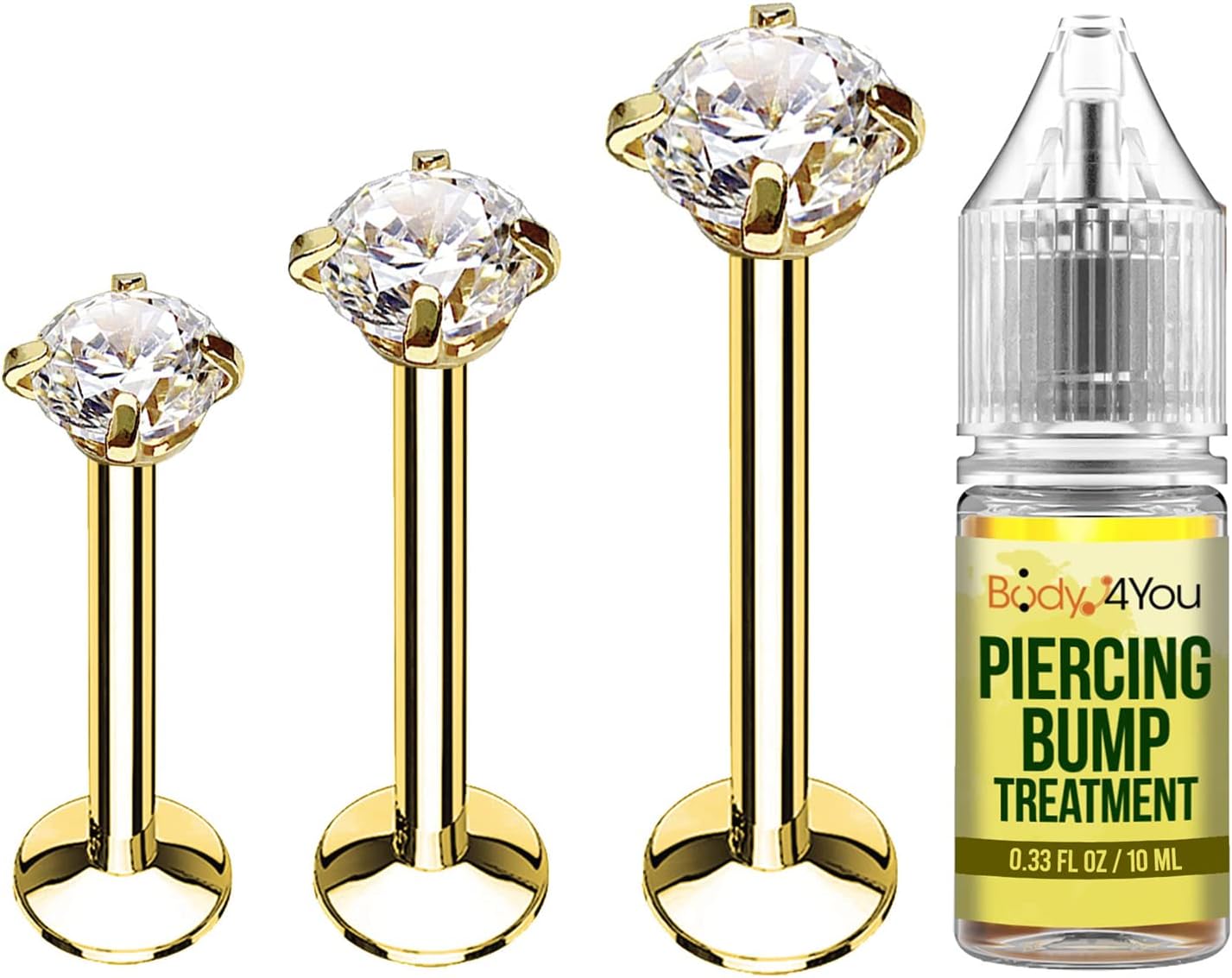 BodyJ4You 4PC Labret Tragus Cartilage 16G Studs Aftercare