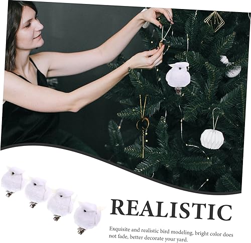 Miniatura 5 de COOPHYA Pájaros falsos 4 piezas de simulación de espuma para manualidades, paloma blanca, pájaro de jardín falso, pájaros artificiales, cardenales,