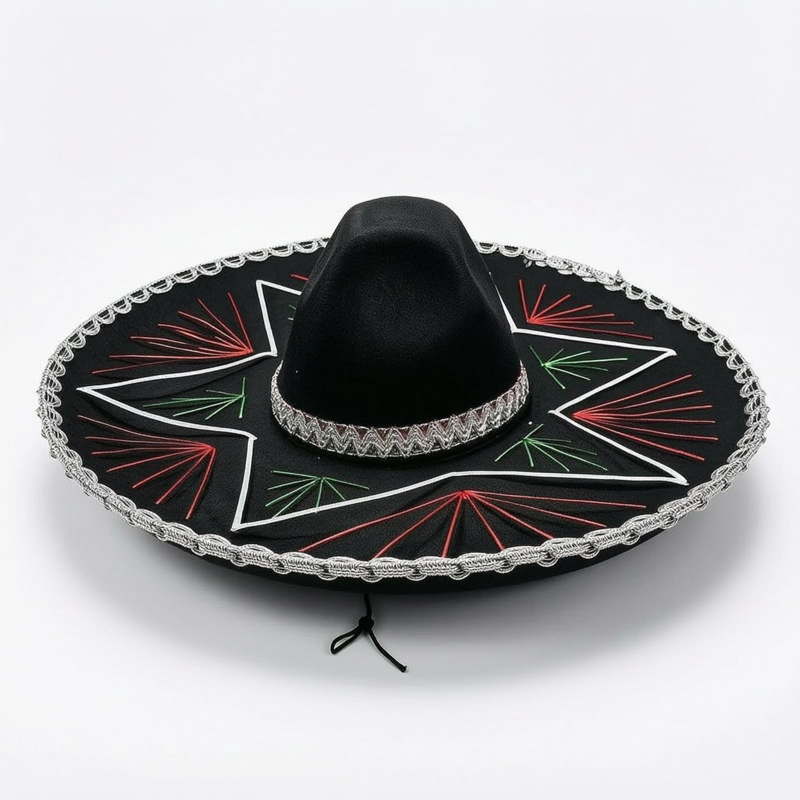 Sombrero de Fiesta Sombrero Disfraz Sombrero Tradicional Accesorio con Bordado Colorido y Extra Ancha con Sujeción Segura Adecuado para Celebraciones