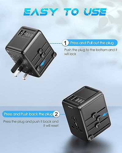 Miniatura 7 de El adaptador de viaje universal ofrece 3 puertos USB-C de 3.0 A, 2 puertos USB-A de 2.4 A y adaptador de enchufe de CA, adaptador de corriente