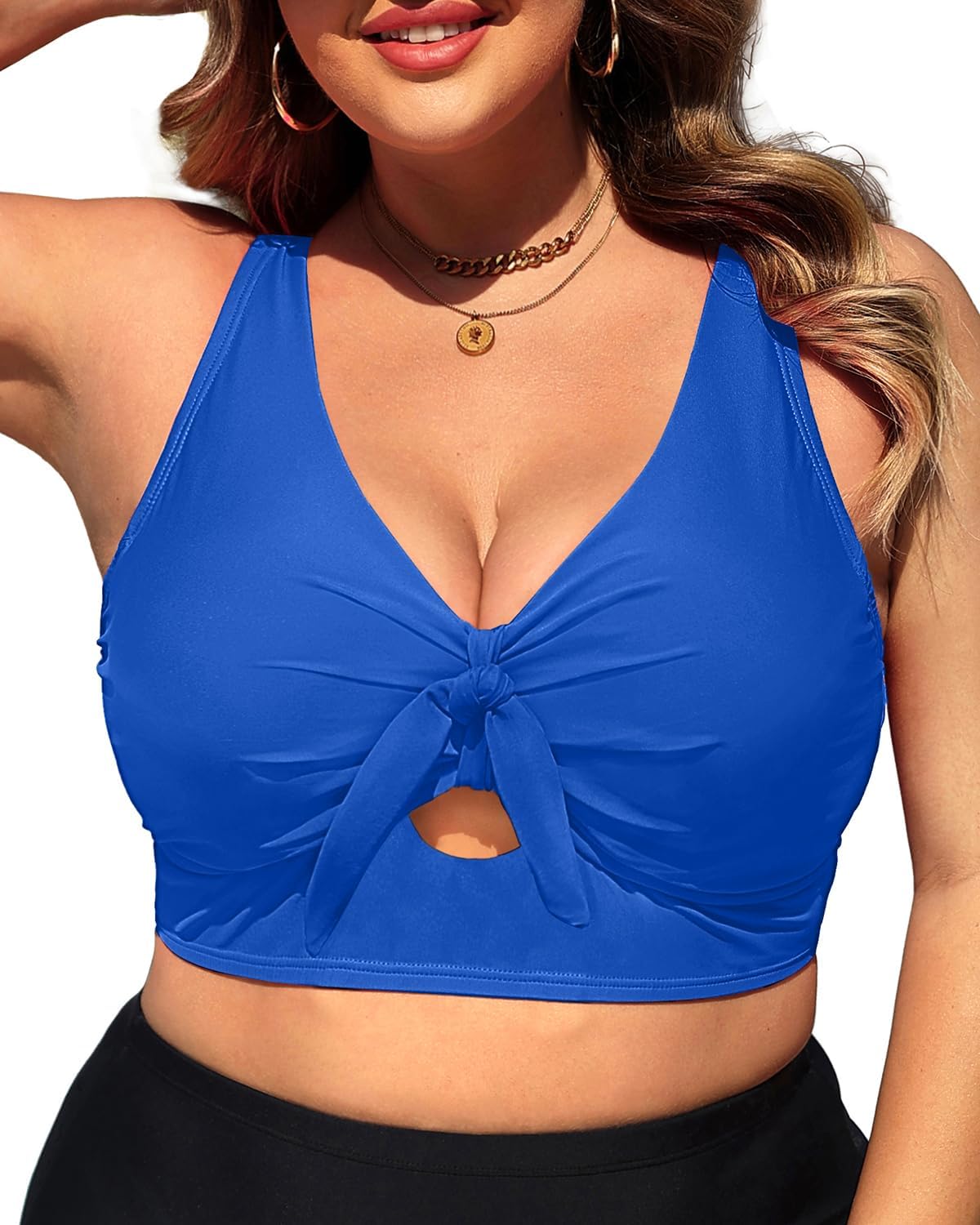 Plus Size Underwire Bikini Top - Women Push Up Swim Top Bra Keyhole Swimsuit Tops Only Bathing Suit Tops for Large Bust 2025