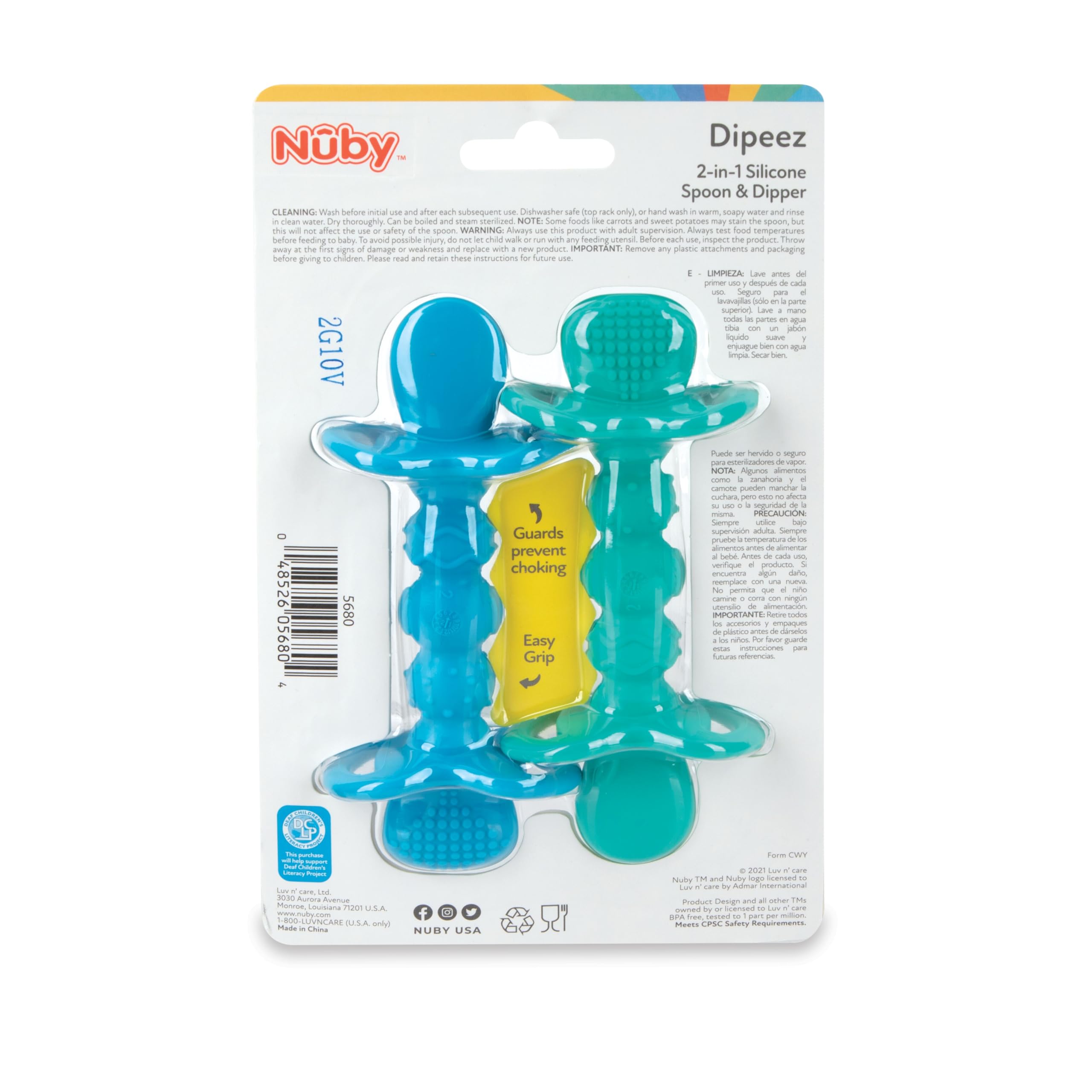 Nuby Dipeez 2 łyżki silikonowe 2 w 1, różne kolory