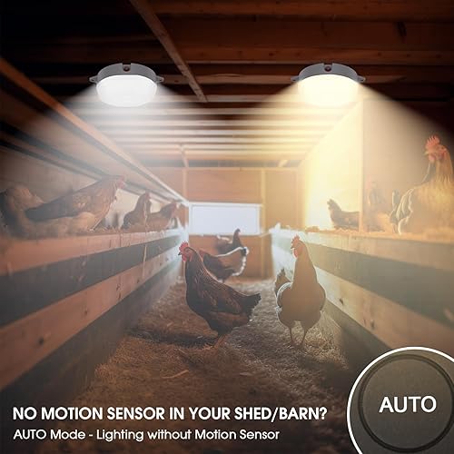 Miniatura 5 de UPONUN Paquete de 2 luces solares de techo con sensor de movimiento, regulables de 6000 K4000 K3200 K, luz solar de cobertizo con interruptor de