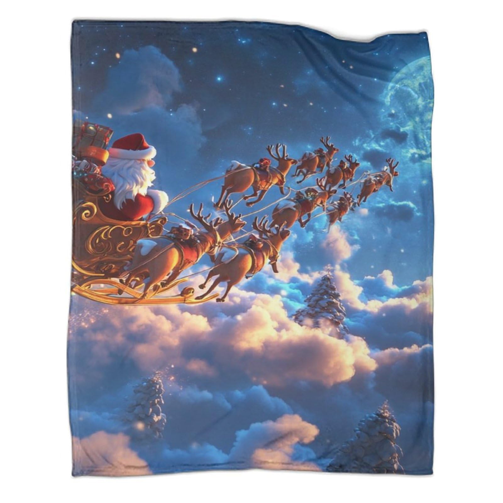 Couverture polaire de Noël 100x130 cm en micro-polaire et sherpa doux pour lit et canapé