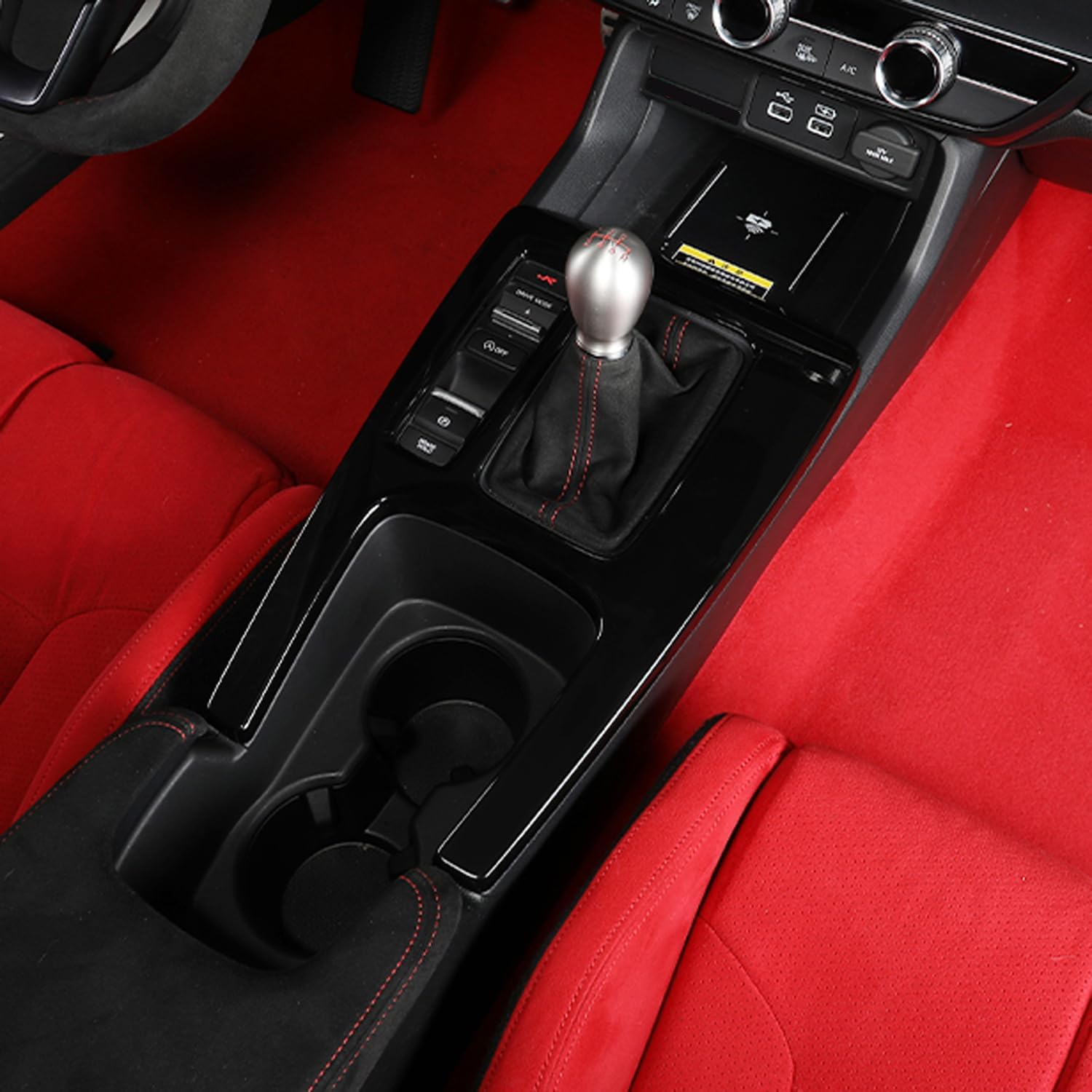 for Honda Civic MT 2022-2024 LHD Glossy Black Gear Position Panel Trim 1pcs Car Accessories