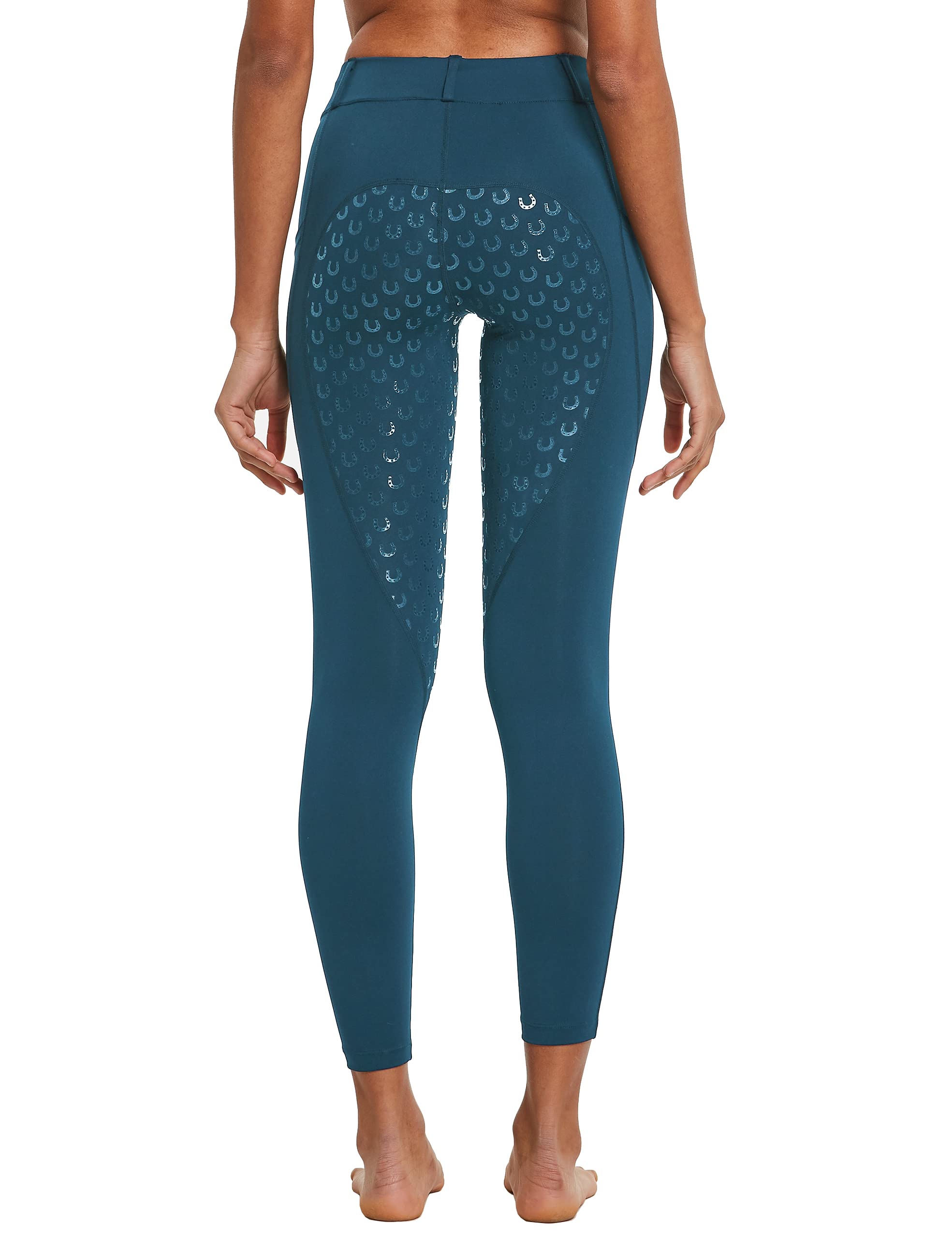 FitsT4 Sports Damen Reitleggings Silikon Vollbesatz Reithose mit Handytasche und Gürtelschlaufen