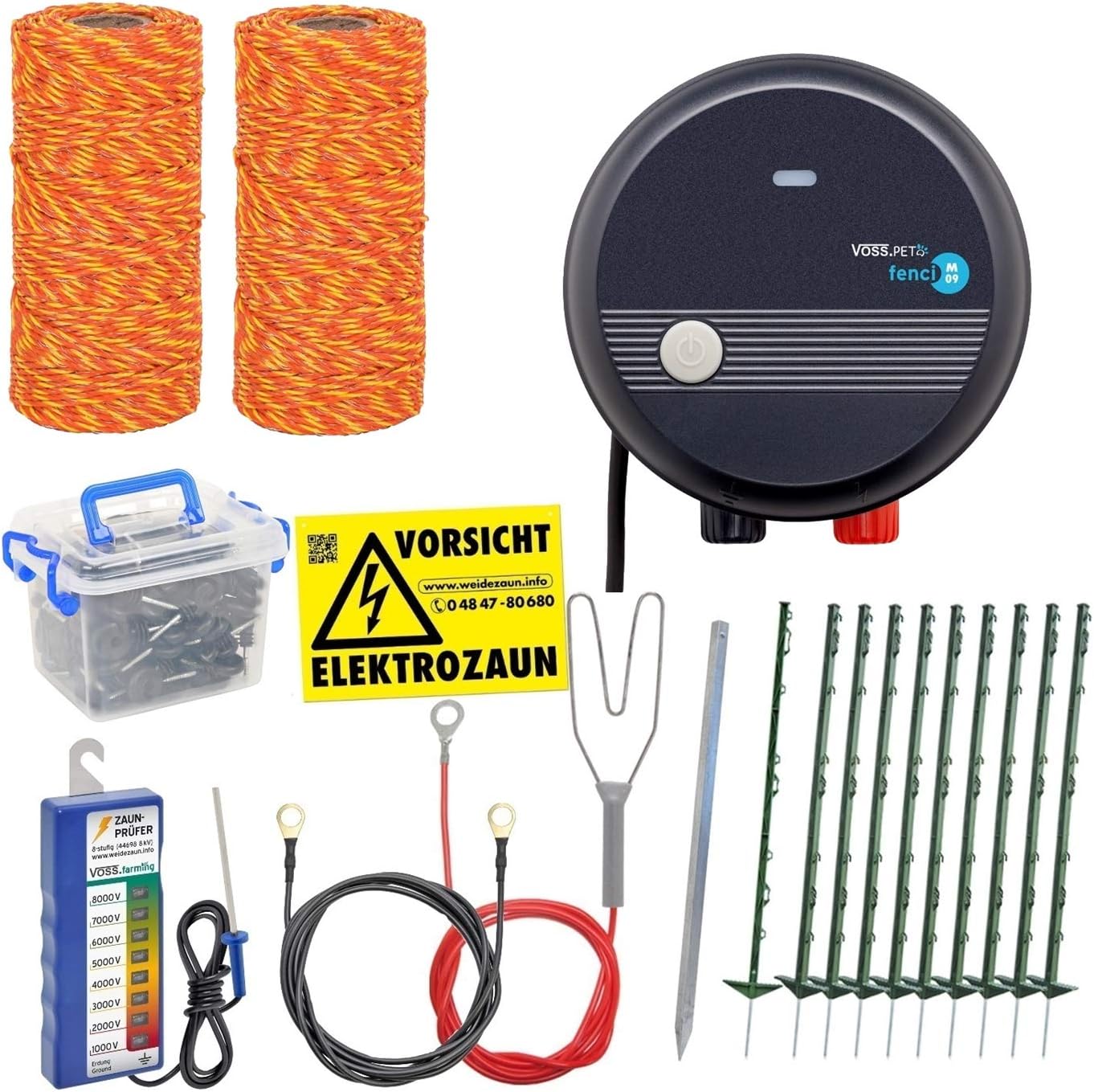 Hundezaun Komplettset 100m Elektrozaun, ideal für Einzäunungen in Ihrem