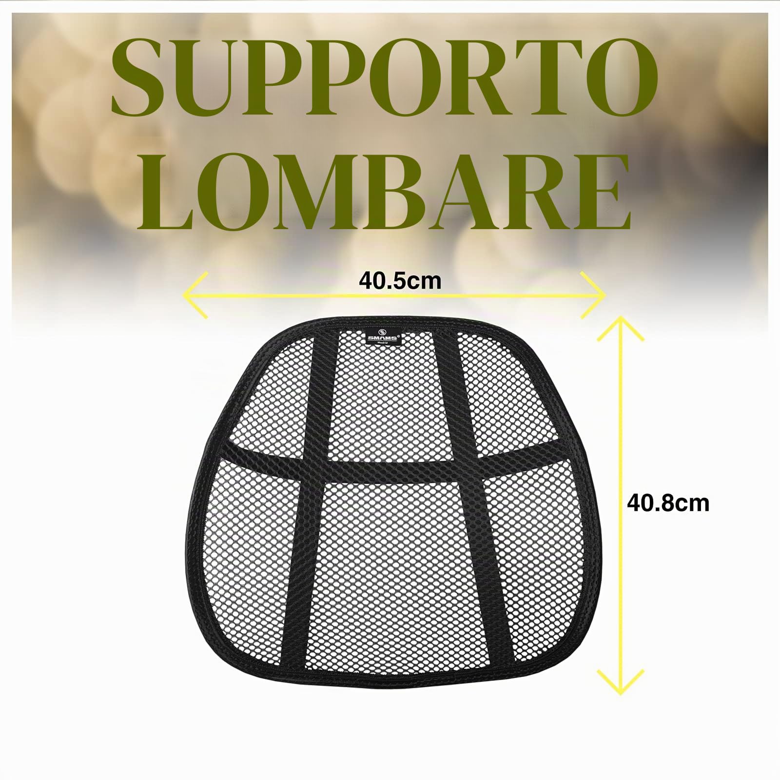 HIBRON SMAMS Supporto Lombare per Sedia da Ufficio o Auto Con Maglia Super Resistente, Corregge la Postura e Allevia il Mal di Schiena x2