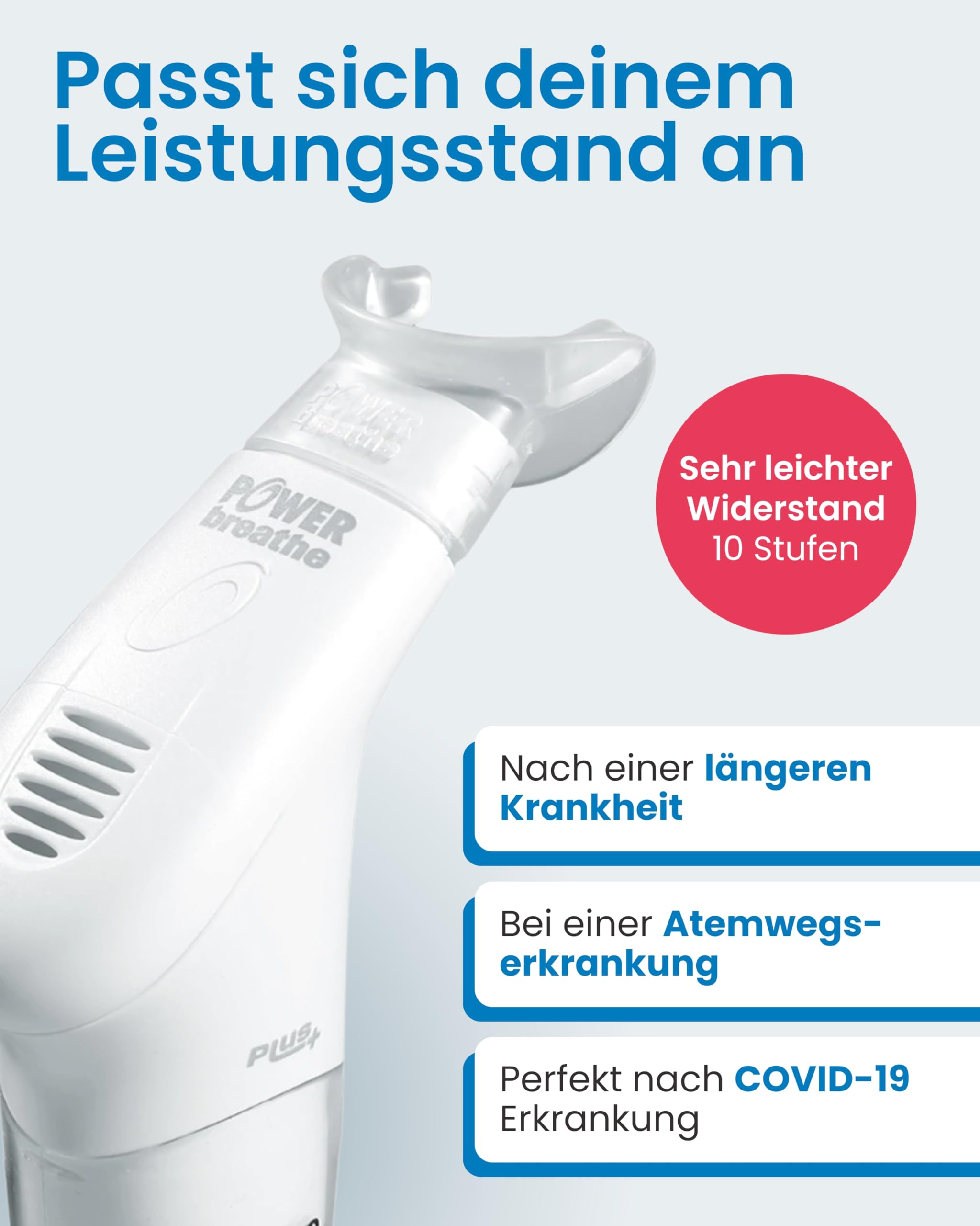 POWERBREATHE Medic Plus I einstellbarer Atemtrainer zur Stärkung der Atemmuskulatur I Inspirationsmuskeltrainer mit 13 Stufen I Atemtrainingsgerät für Atemübungen gegen Kurzatmigkeit