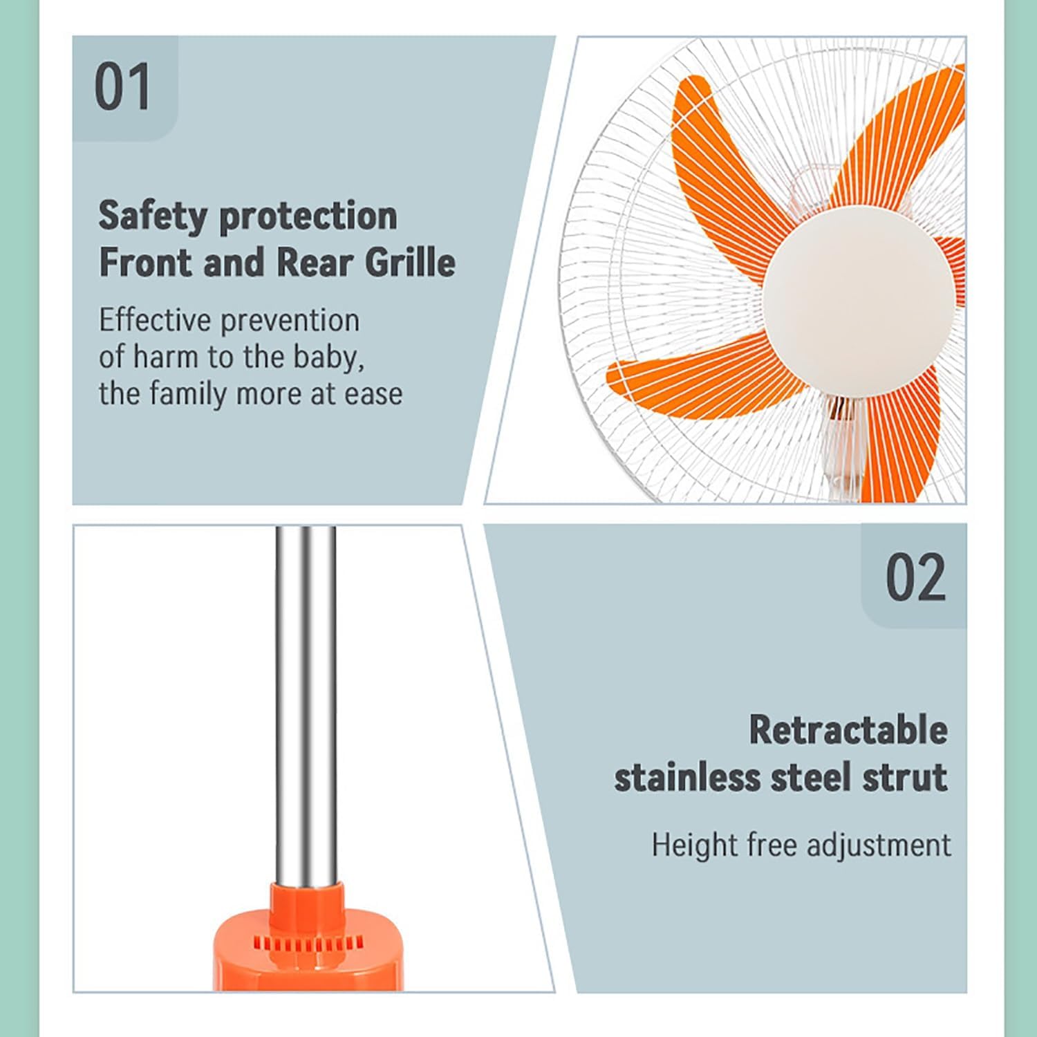 Pedestal Fans, Solar Fan,Camping Fan with solar panel, height adjustable, with LED Lantern, Indoor/outdoor use; Portable Standing Fan/Oscillating Floor Fans, 16"
