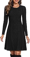 Women's Winter Casual Knitted Sweater Dress Elegant Round Neck A Line Casual Long Sleeve Mini Sweater Dress for Party Leisure Cocktail Sweater Dress