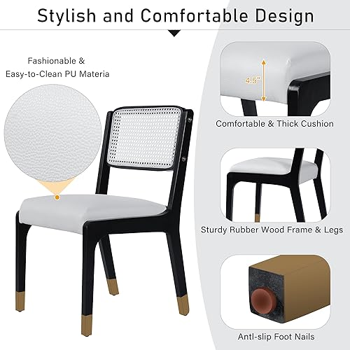 Miniatura 6 de Dining Chairs Set of 2 for Dining Room, Kitchen Table & Seating Chair Sets with Solid Wood Legs and Padded Seat, Modern Farmhouse Accent Side