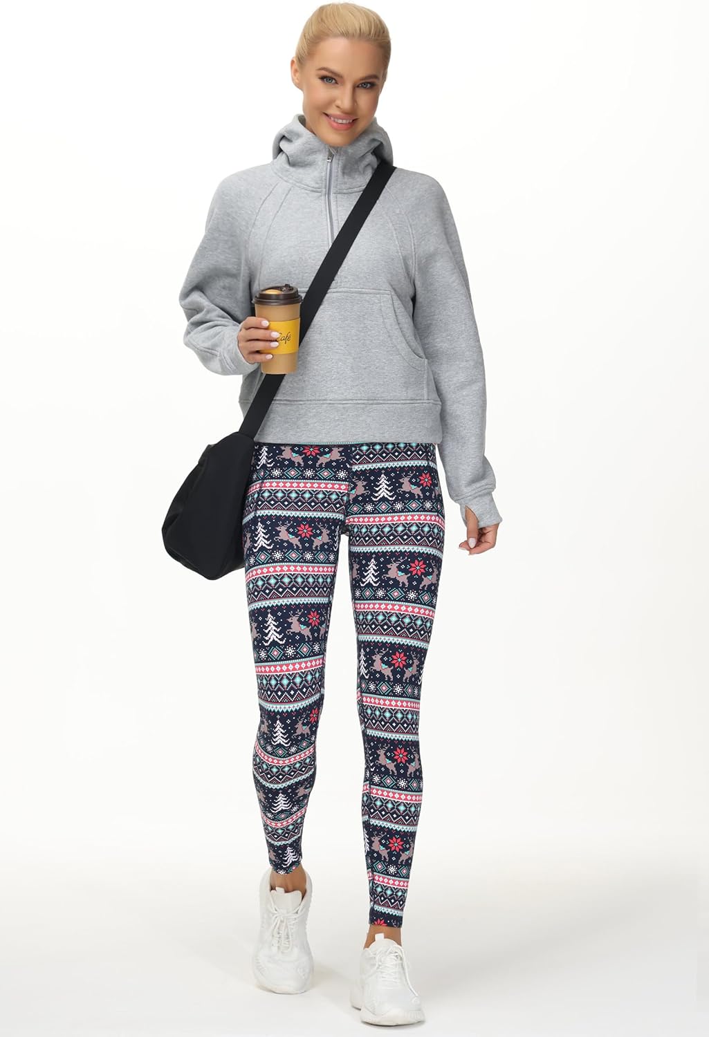 THE GYM PEOPLE Womens' Hoodies Half Zip Long Sleeve Fleece Crop Pullover Sweatshirts with Pockets Thumb Hole - Image 3