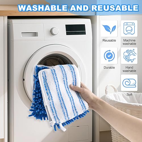 Miniatura 8 de Trapeadores de microfibra para limpieza de suelos, trapeador plano con 3 almohadillas reutilizables y mango extensible de 58 pulgadas de largo para