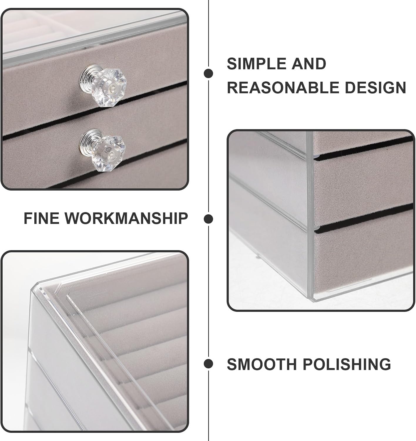 Uonlytech Drawer Jewelry Storage Box, 3 Layer Large Organizer for Women image 3