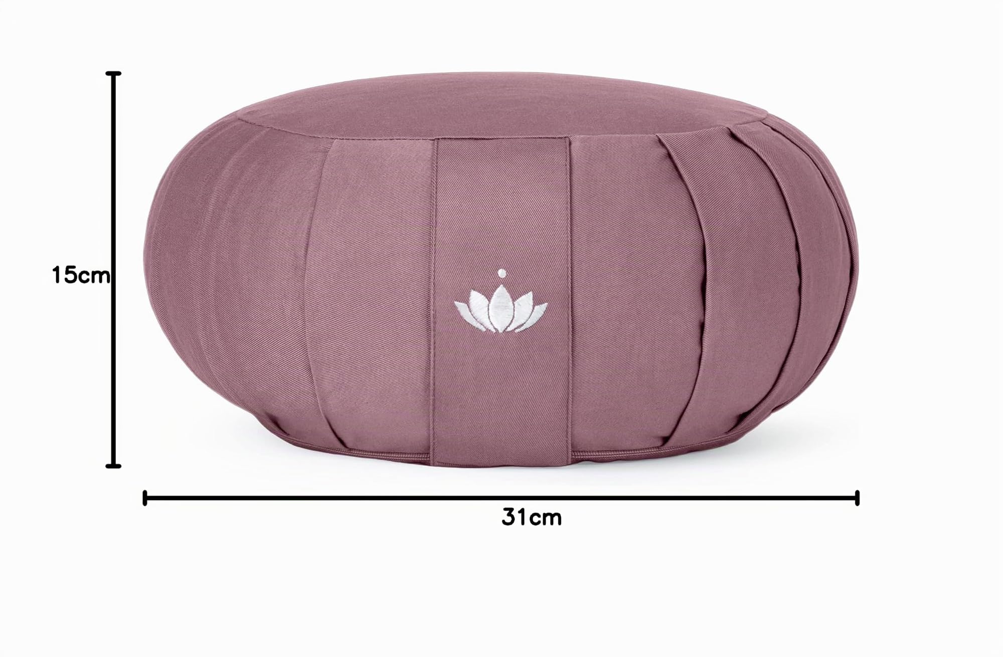 LOTUSCRAFTS Zafu cuscino da meditazione, altezza seduta 20 cm, modello Zen rotondo, cuscino da yoga, fodera in cotone lavabile, imbottitura in farro, certificato GOTS