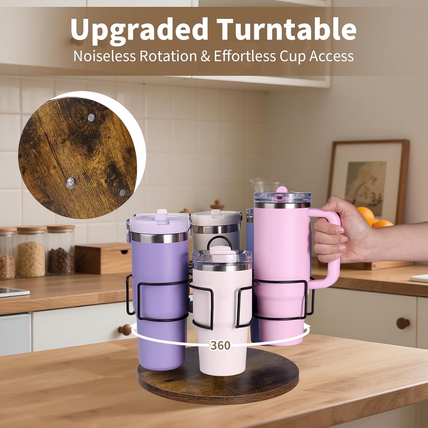Tumbler Organizer for Stanley 40 oz/30 oz/20 oz, Water Bottle Organizer, Rotating Stanley Cup Holder for Cabinet Organizer, Easy to Install & Carry Stanley Cup Accessories
