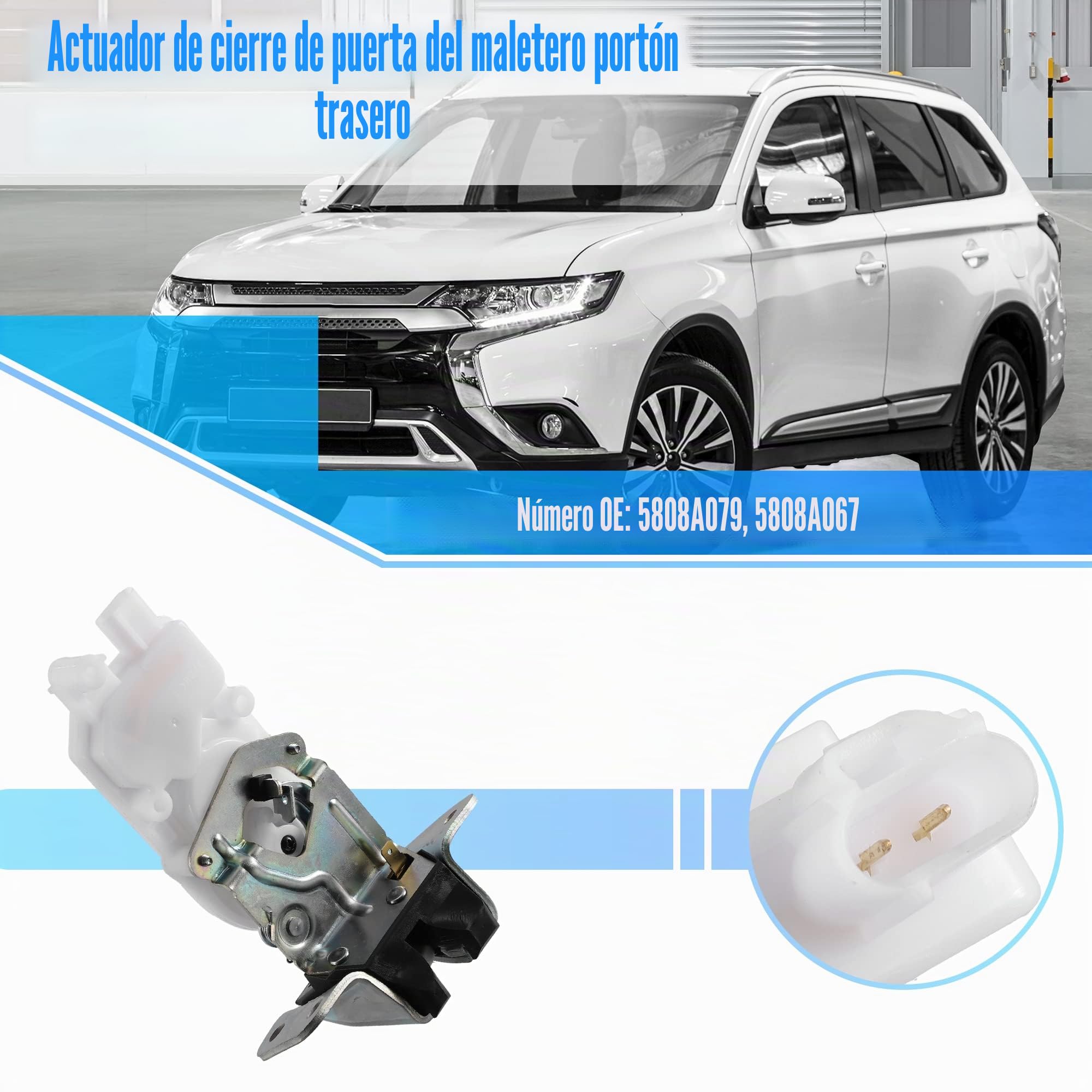 X AUTOHAUX Pestillo Maletero Actuador Para Mitsubishi Outlander 06-21 1pc | OE: 5808A079 Y Otros, Material: Plástico, Metal, Color: Bronce, Blanco, Tamaño: 16.6x11x6.5cm, Incluye: 1 Actuador