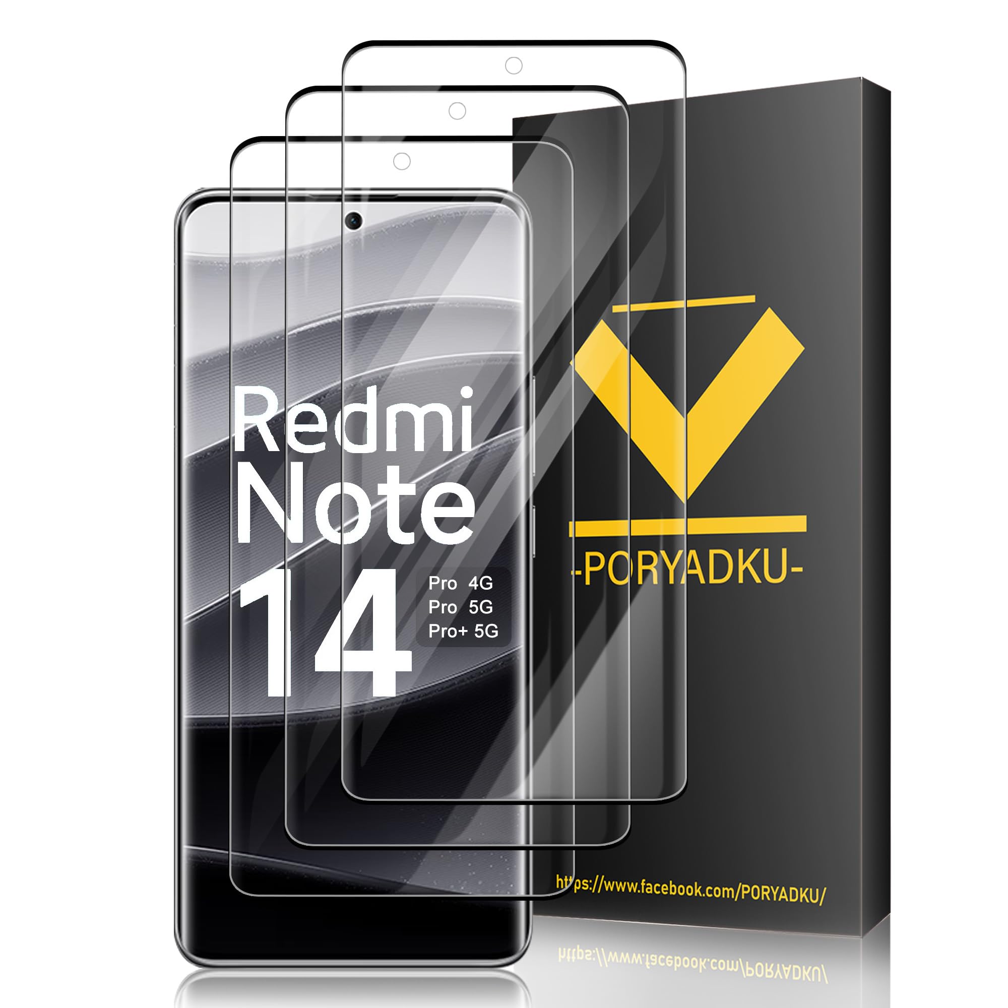 Anoowkoa 3 Pezzi Pellicola Protettiva per Xiaomi Redmi Note 14 Pro/Redmi Note 14 Pro Plus/Poco X7 Vetro Temperato Pellicola Schermo Intero Trasparente Compatibile con Redmi Note 14 Pro/Pro