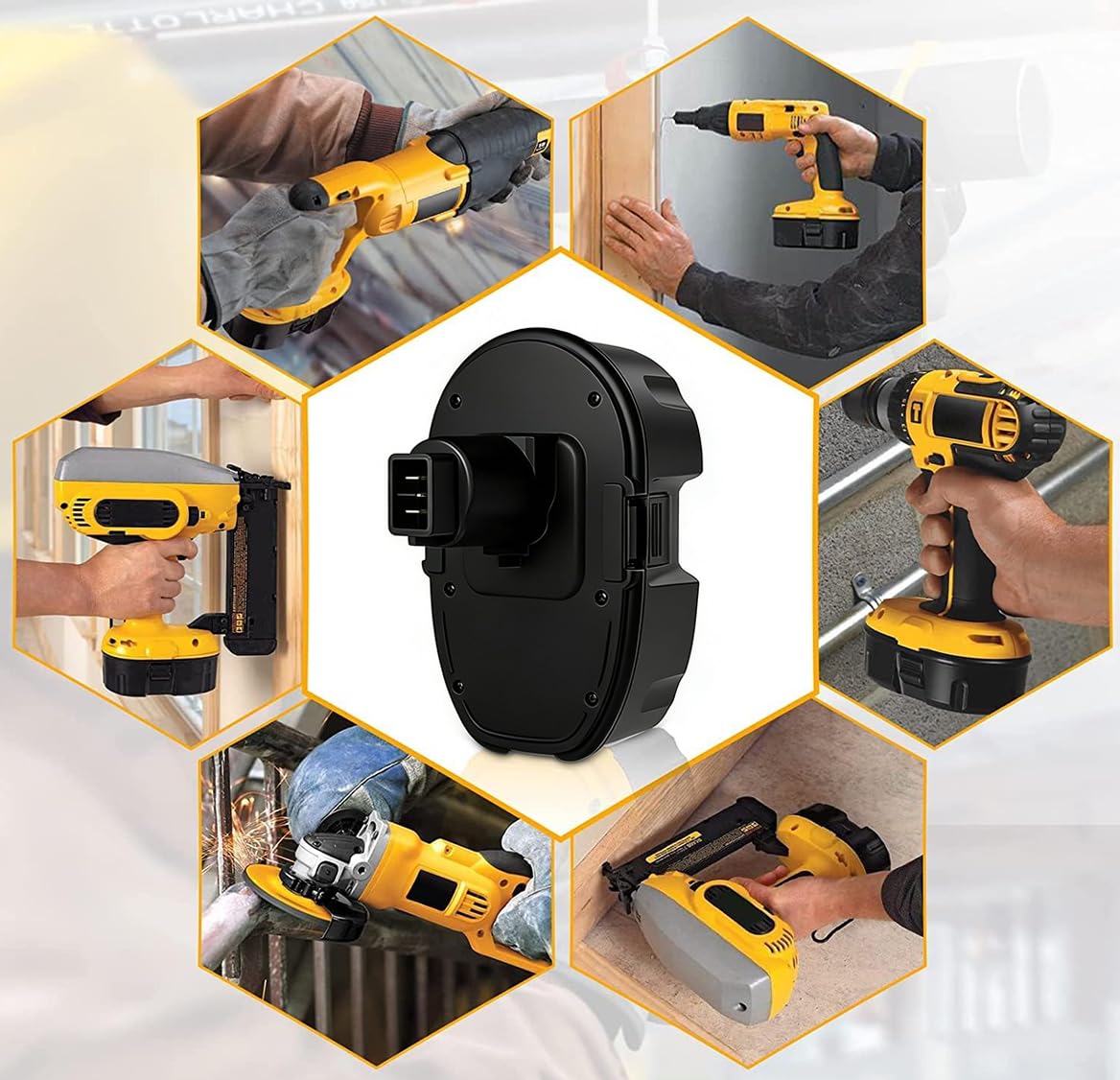 Lot de 2 batteries de rechange 18 V pour DeWALT : 18 V 5,0 Ah XRP DC9096 Ni-Mh compatibles avec les outils électriques sans fil DC9098 DC9099 DW9095 DW9096 DW9098