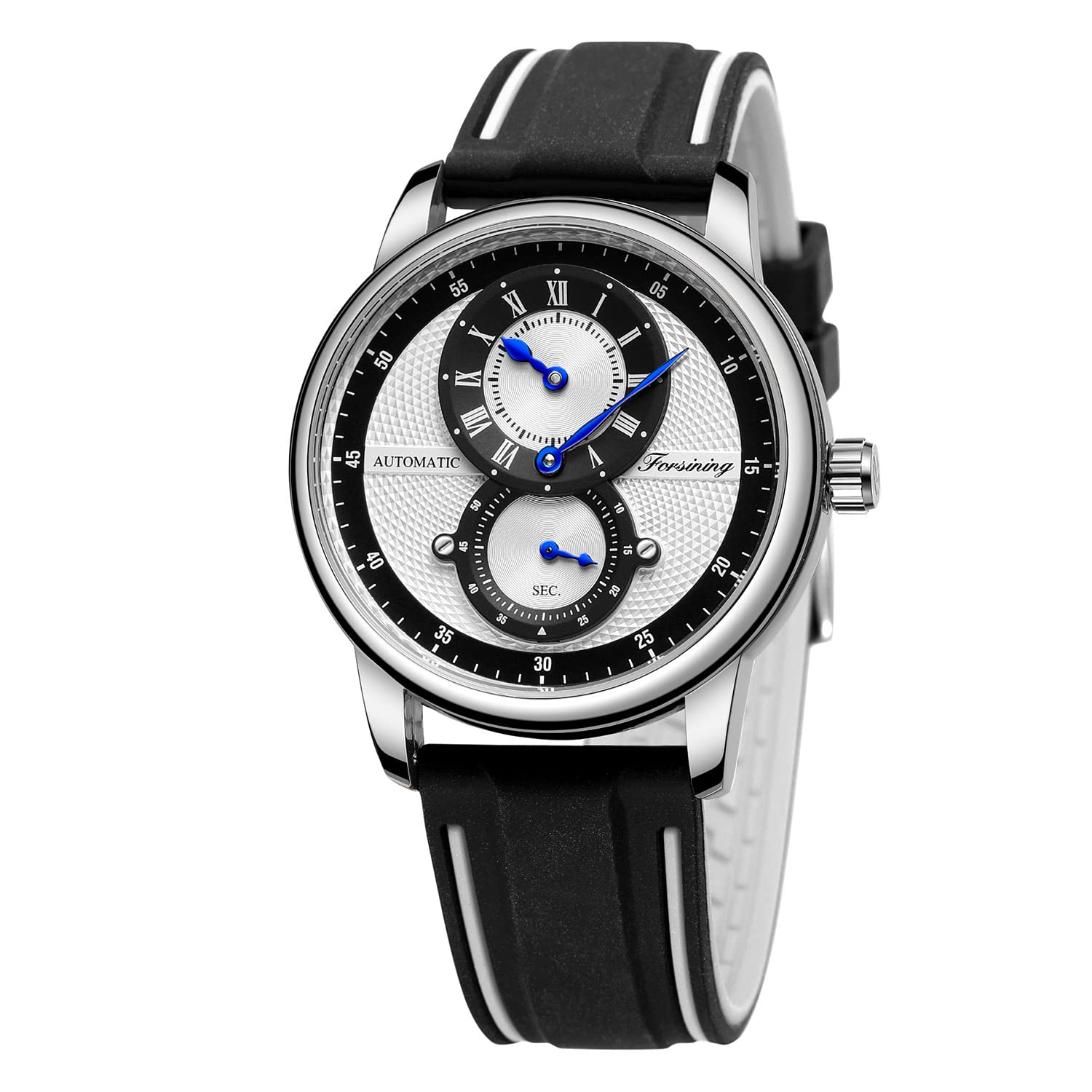 FORSINING Herren-Armbanduhr, automatisch, mechanisch, selbstaufziehend, Sport-Chronograph, Silikon-Armbanduhr für Herren, Mode, Business, wasserdicht