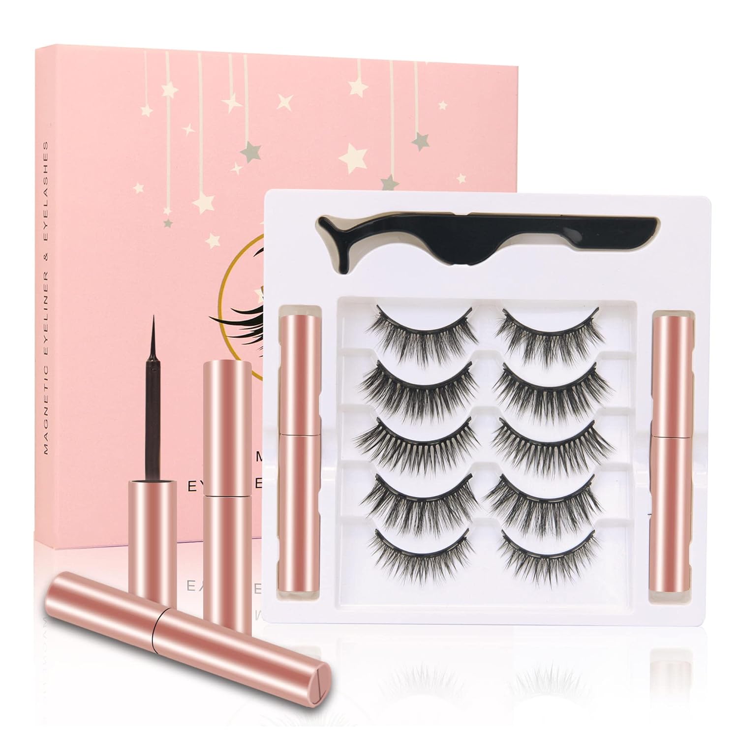 Eyelashes with Eyeliner Kit, 5 Pairs Upgraded Long