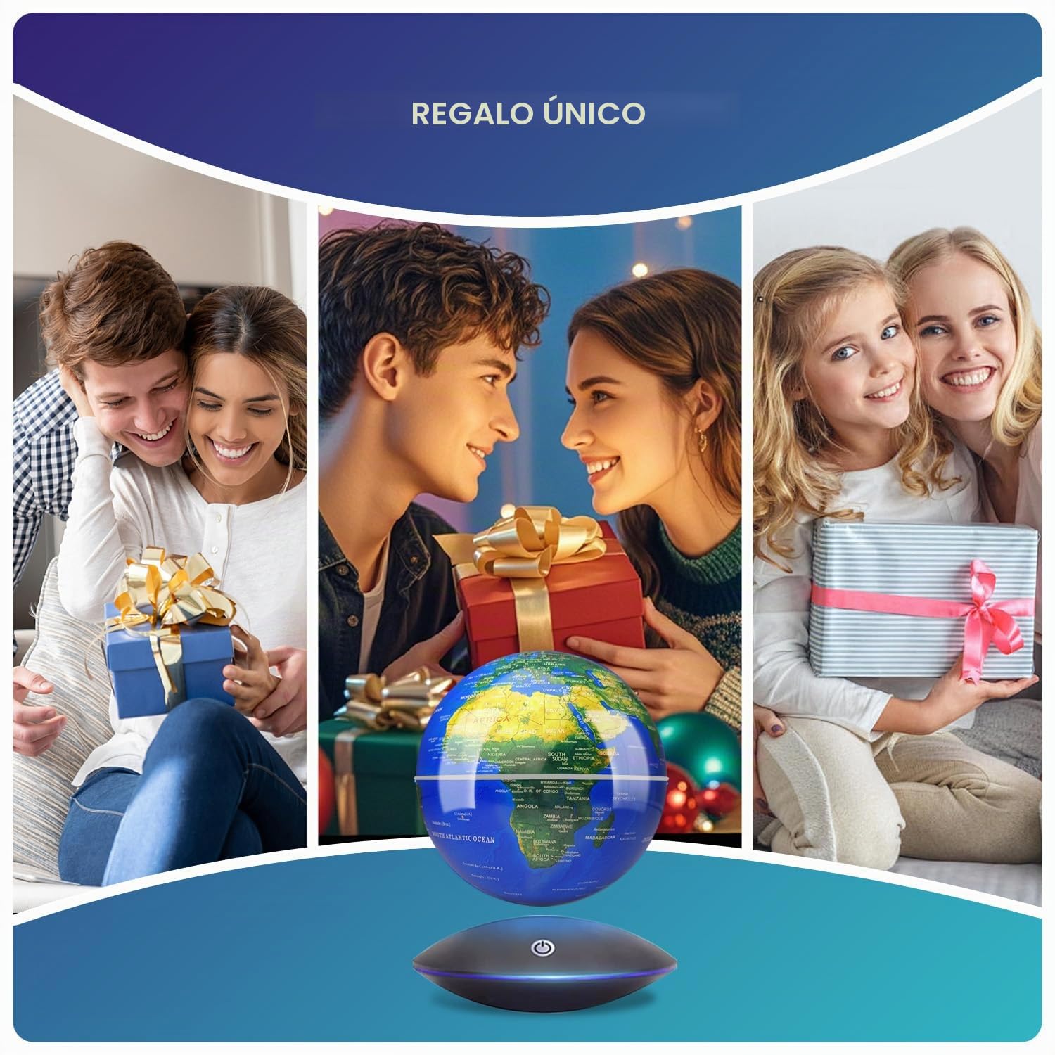 Globo levitante magnético con luz led, 360 giratorio globo flotante mapa del mundo para la pantalla de la oficina en casa, regalo de tecnología fresca para hombres padre y niñas