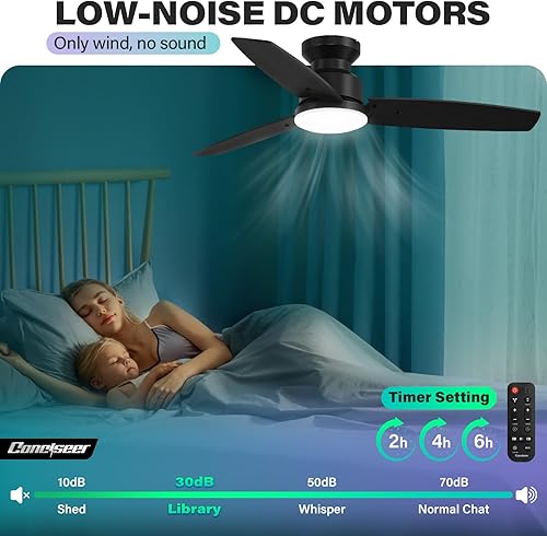 Miniatura 2 de Modernos ventiladores de techo de 42 pulgadas con luces y control remoto, dormitorio, sala de estar, oficina, montaje empotrado, 18 W, 3CCT