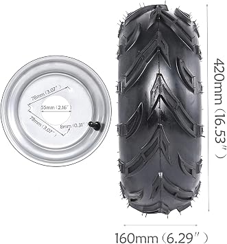 1PCS 16X8-7 Tubeless Tires Wheels with Rim | Front or Rear Tires with Rims for ATV Go Kart UTV Quad Bike Buggy