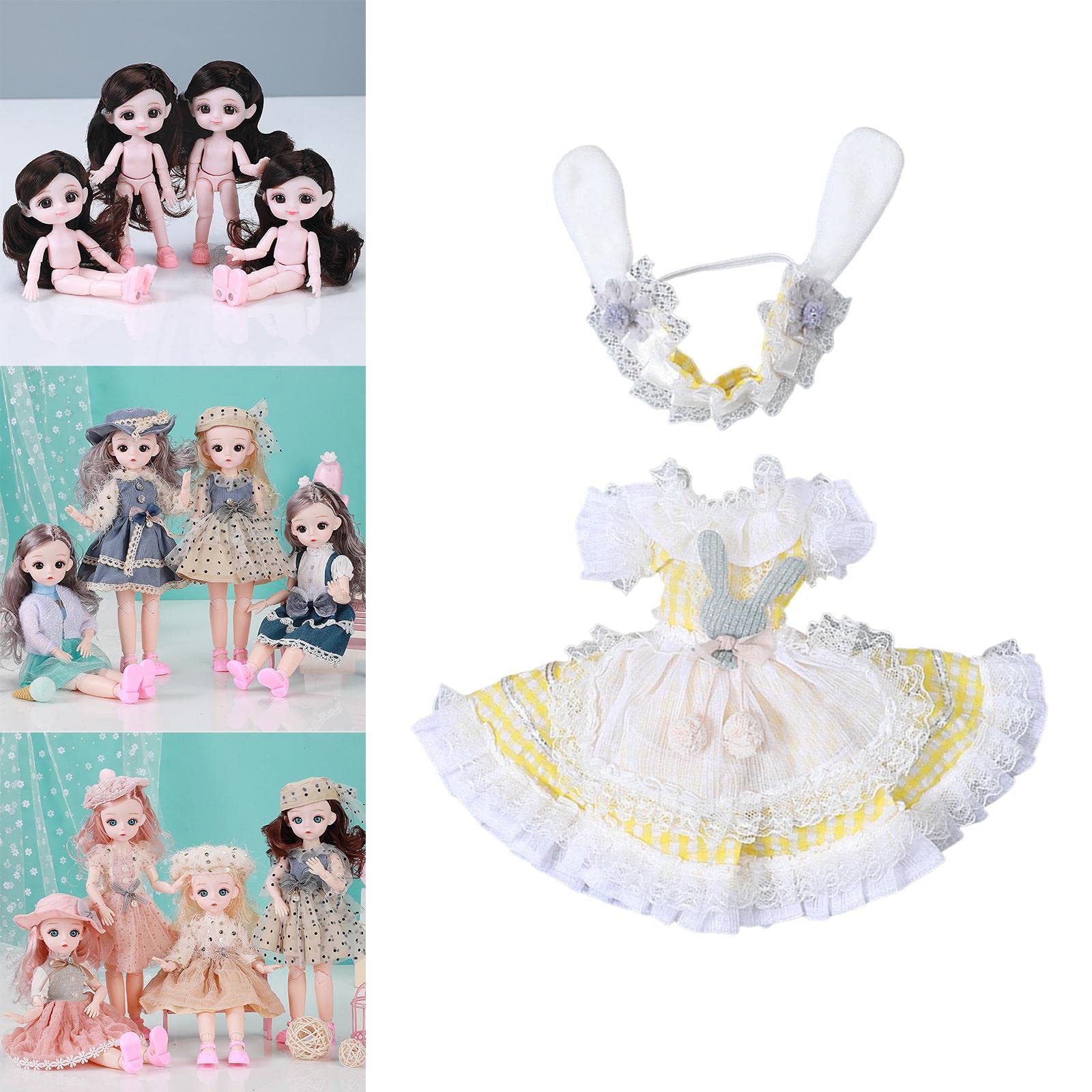 10 Set Puppenkleidung Kleid Kostüme Outfits Kollektionen Mode für 30cm Babypuppe Gelb