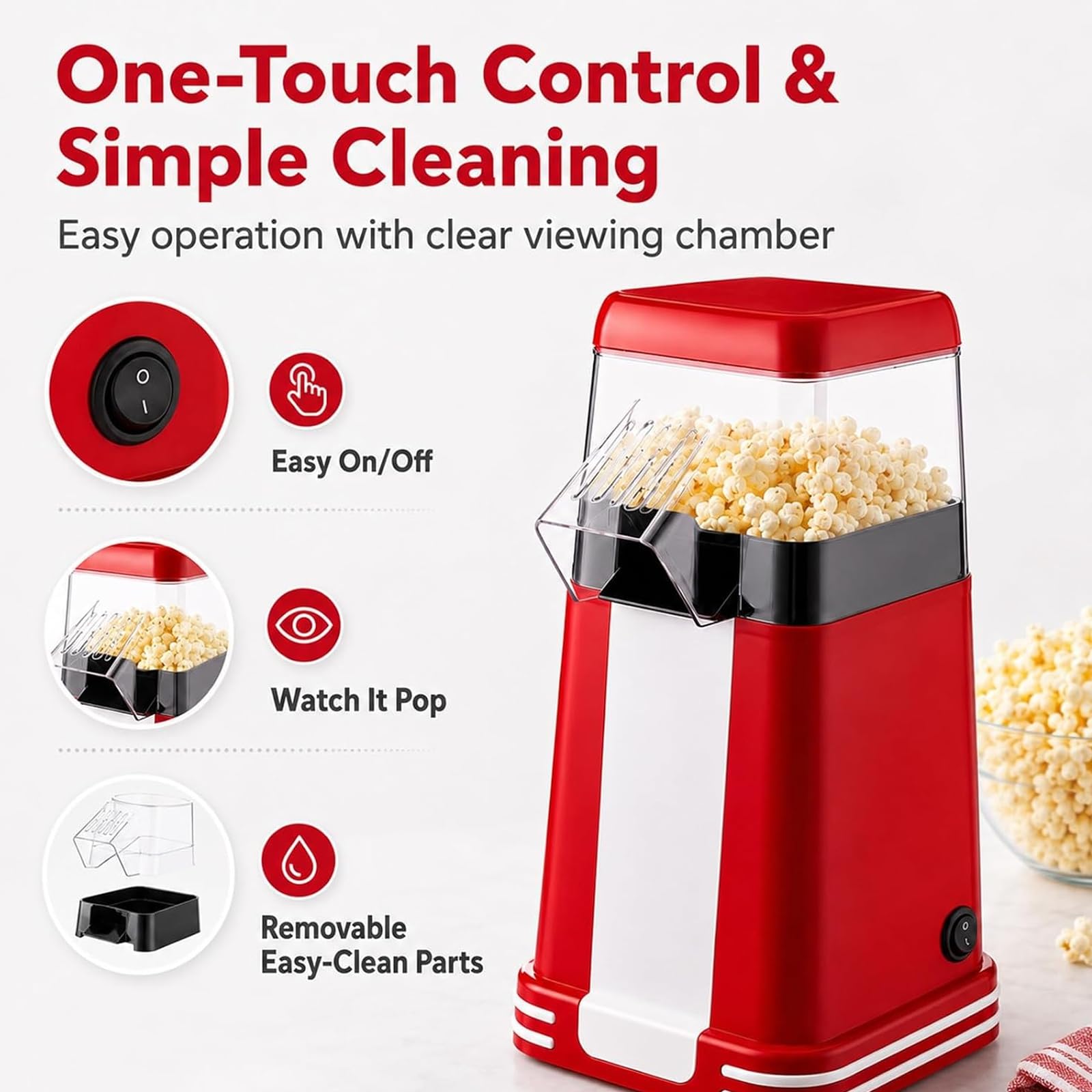 Macchina rapida per popcorn ad aria calda con misurino