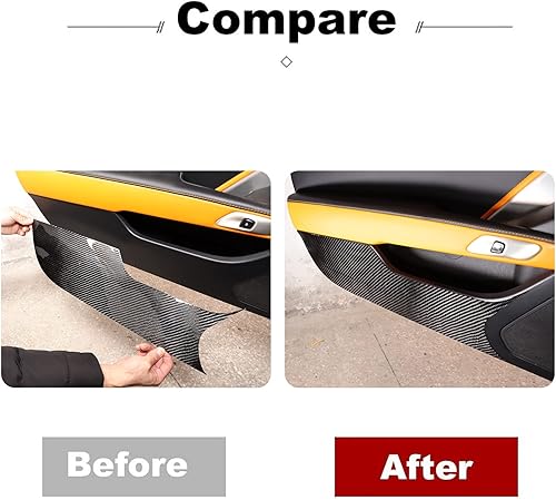 Miniatura 7 de Adhesivo antipatadas para puerta interior de automóvil, compatible con C7 Stingray Corvette 2014-2019, fibra de carbono suave, 2 unidades,