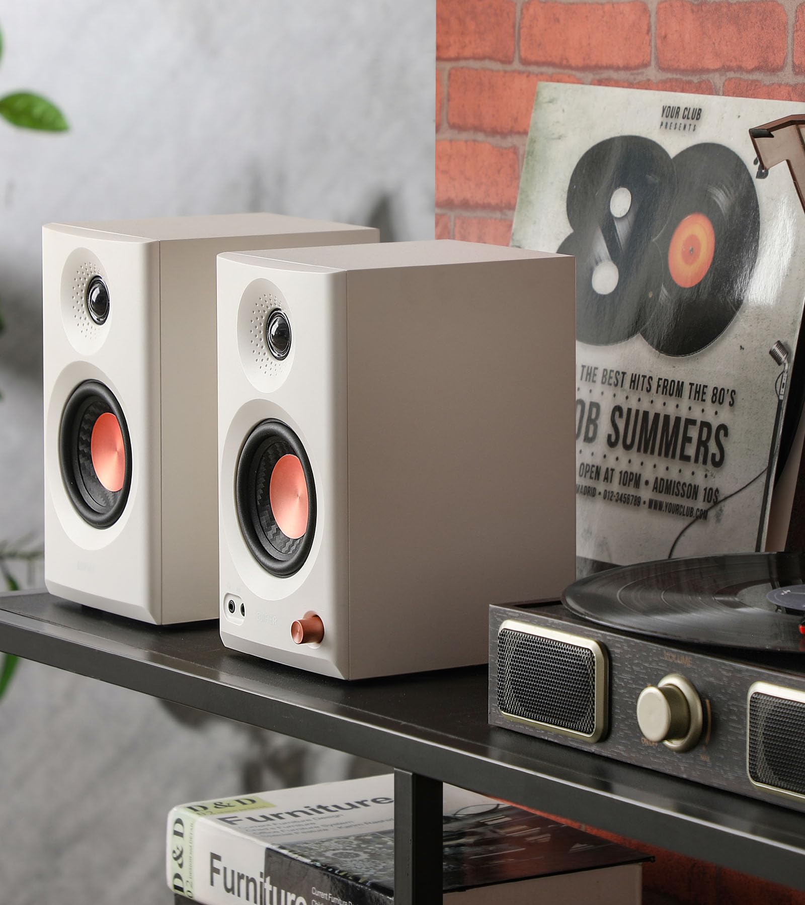 Edifier MR3 - Altavoces de Estudio compactos 2.0, Hi-Res Audio, Bluetooth V5.4, Controles físicos, RCA, AUX, Aplicación móvil, 2x18W, Blanco