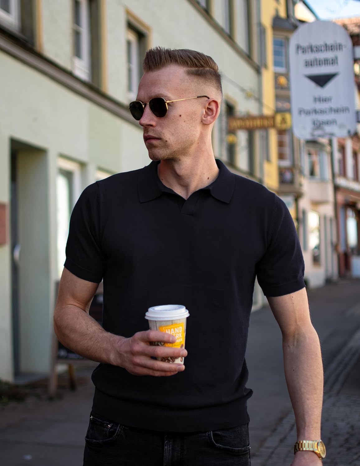 COOFANDY Men's V Neck Short Sleeve Stretch Knit Polo Shirt - Image 2