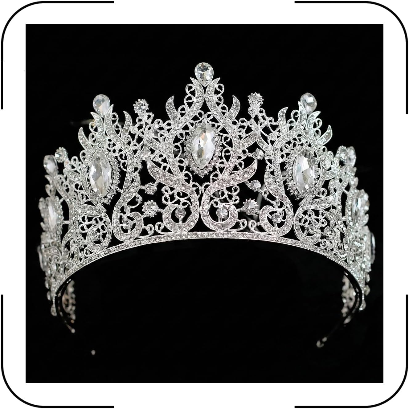 Tall Baroque Crowns for Women Large Rhinestone Bridal Crown and Tiara for Wedding Prom Quince Pageant Party Hair Accessories with Gemstones