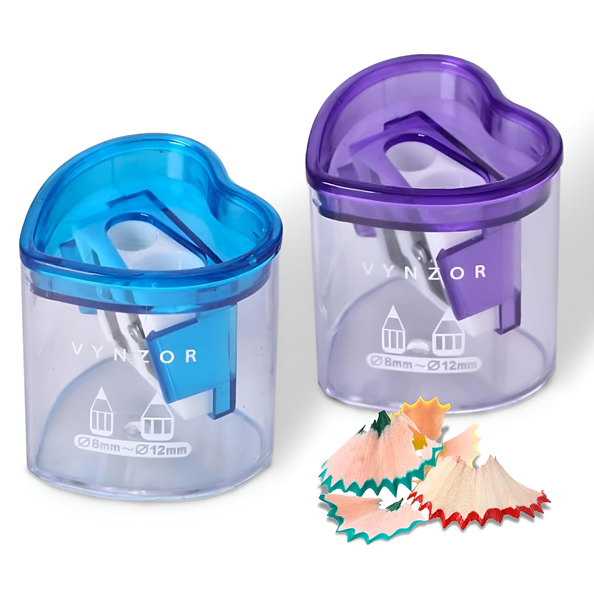 2 Pcs Pencil Sharpener with Container, Dual Holes (8mm, 12mm) Pencil sharpeners for Kids Adults,School, Home and Office