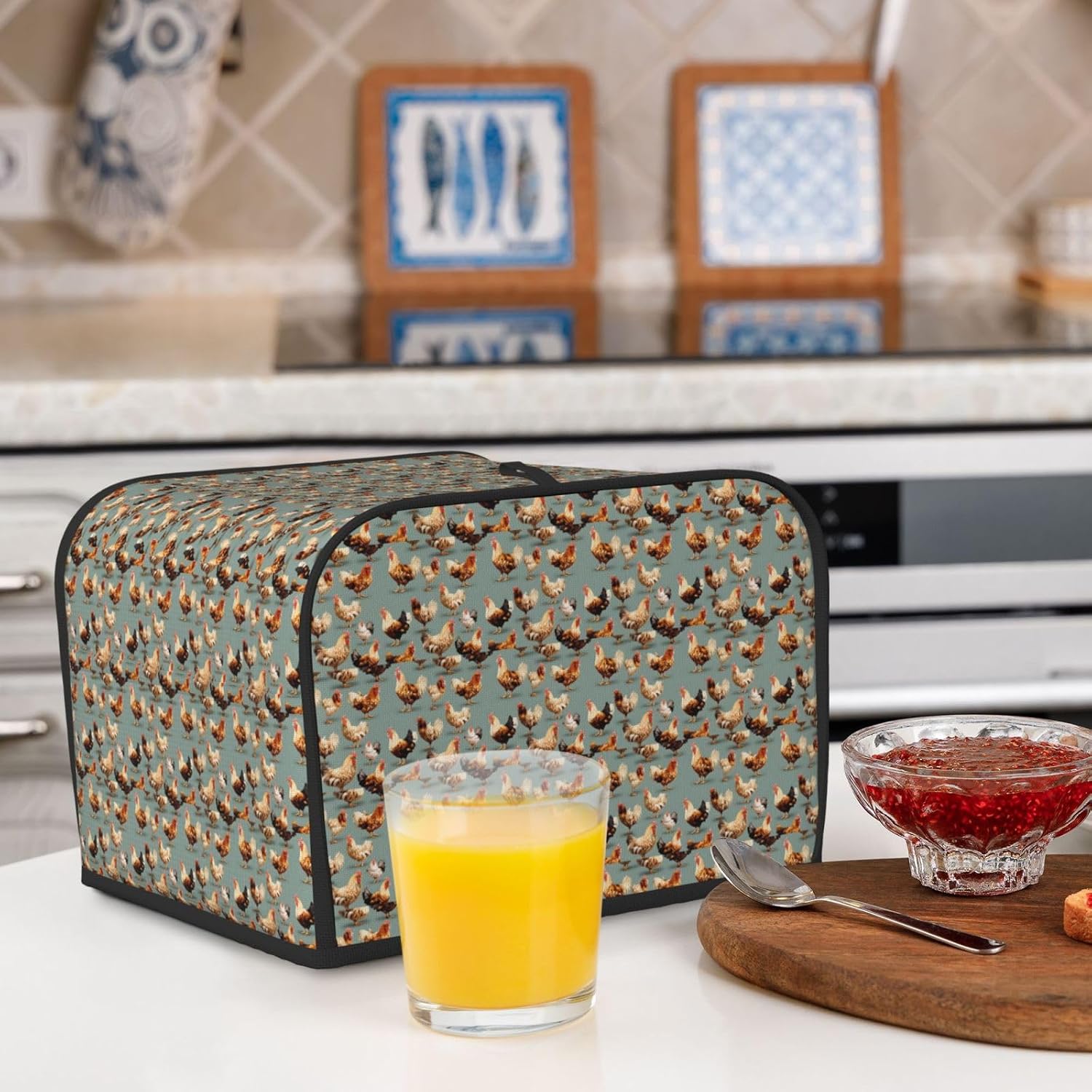 Chicken Prints Print 4-Slice Toaster Cover Kitchen Appliance For Bread Home Protector Daily Usability image 5
