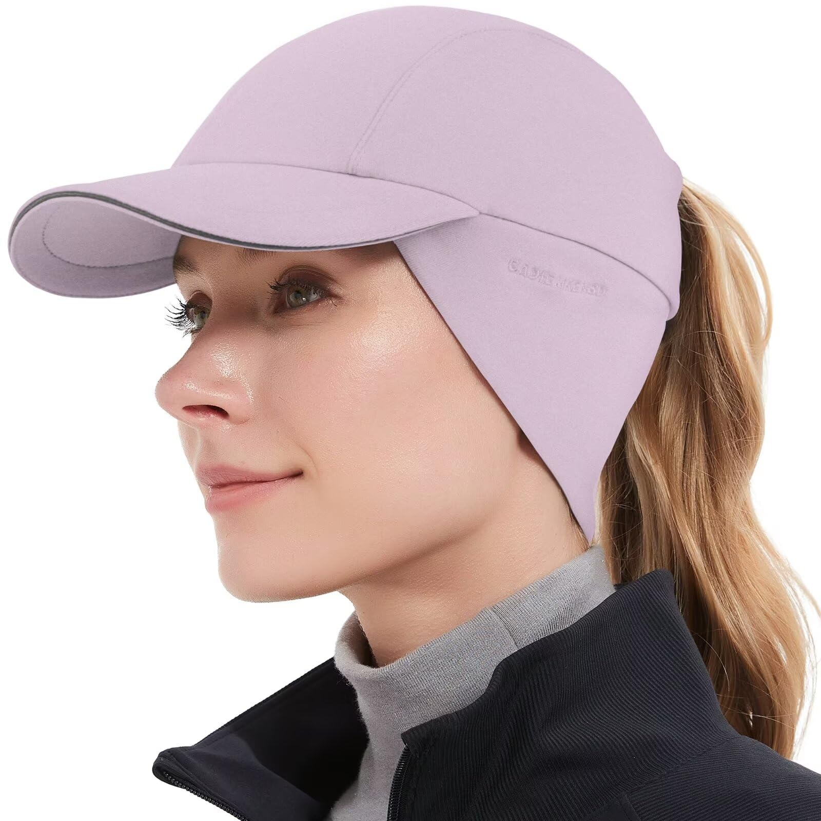 GADIEMKENSD Women's Winter Reflective Fleece Ponytail Hat with Drop Down Ear Warmer