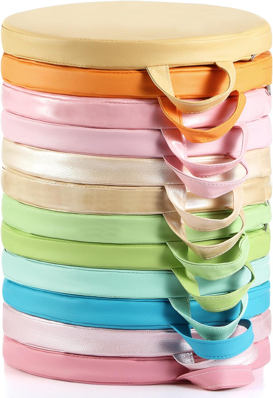 12 Pcs Floor Cushions Classroom Flexible Floor Seating with Handle for Kids in Home School Classroom Kindergarten Daycare Nursery (Pastel Color,Round)