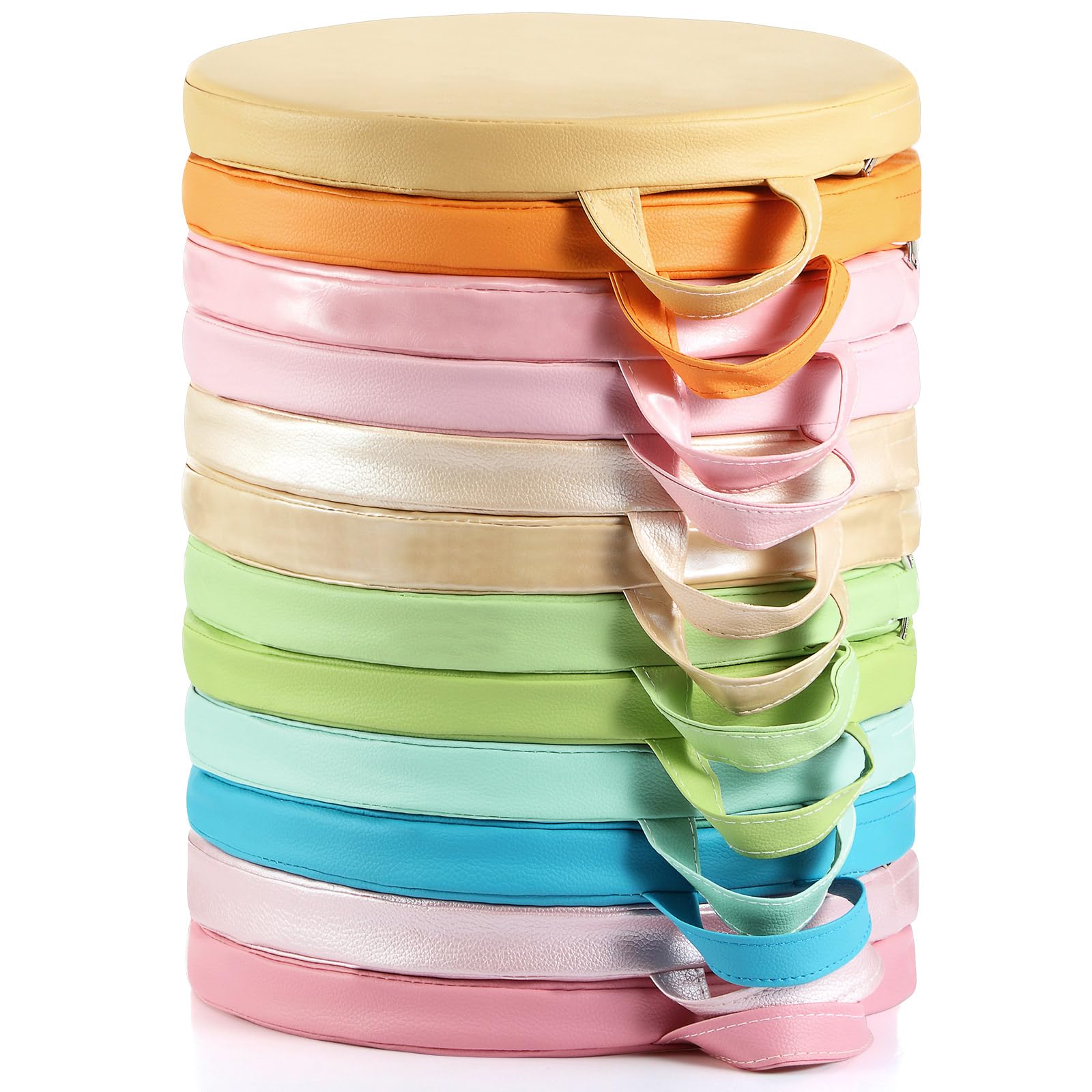 Sawysine 12 Pcs Floor Cushions Classroom Flexible Floor Seating with Handle for Kids in Home School Classroom Kindergarten Daycare Nursery (Pastel Color,Round)