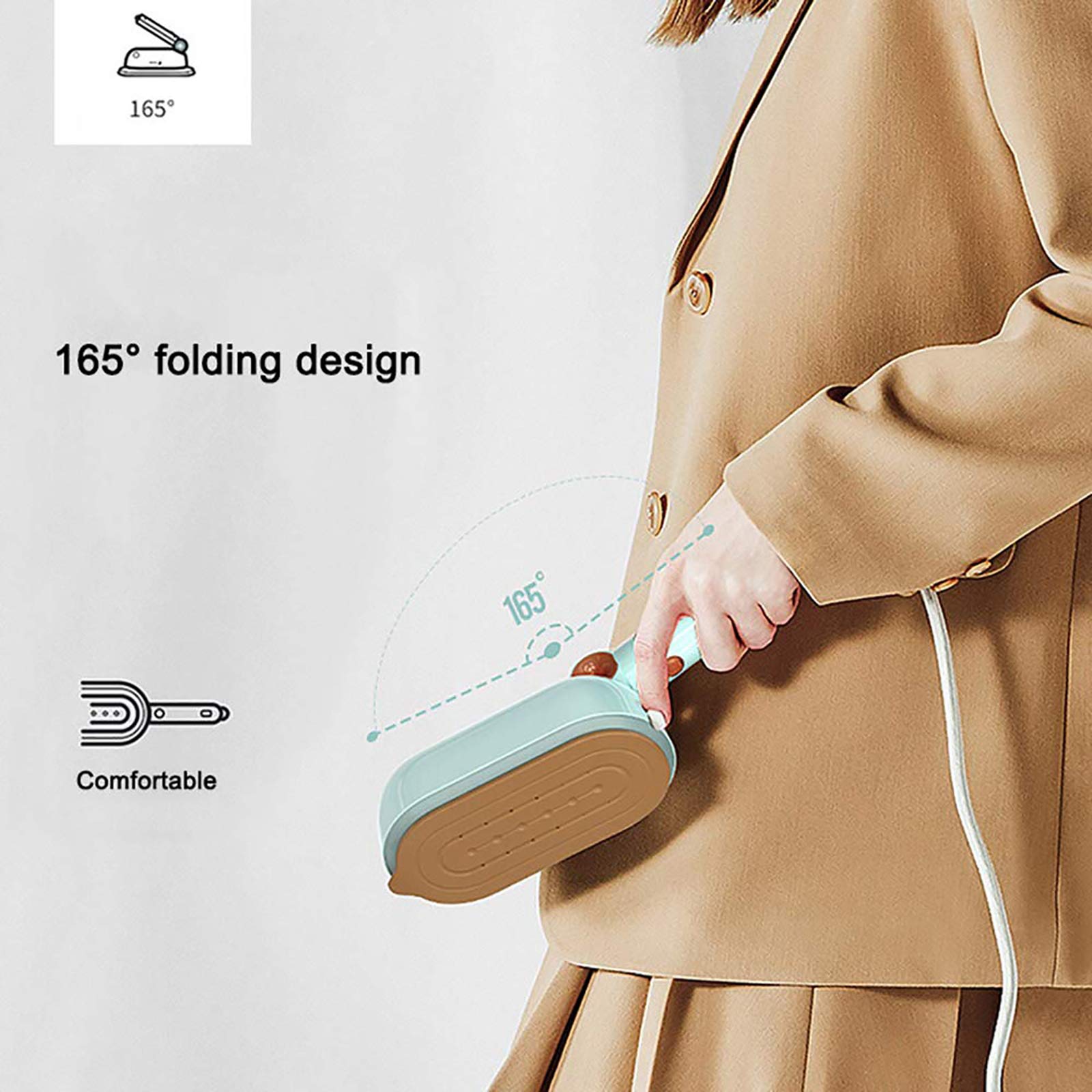 Stiratrice a vapore per indumenti, Stiratrice a vapore per indumenti, Stiratrice Mini ferro da stiro a vapore da viaggio da 1000 W, Riscaldamento rapido in 45 secondi, Grande capacità 100 ml