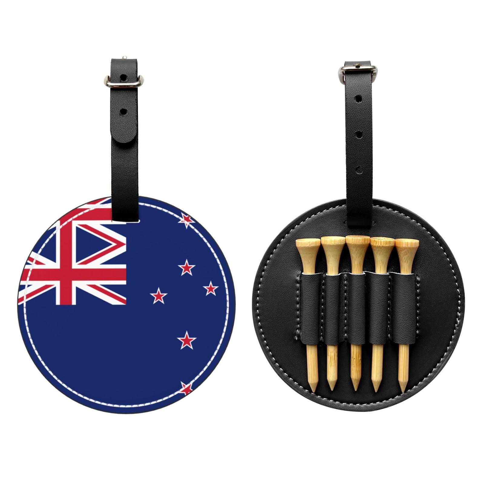 New Zealand Flag Black Printed Golf tee Storage Bag - Portable Design, Easy to Organize tee