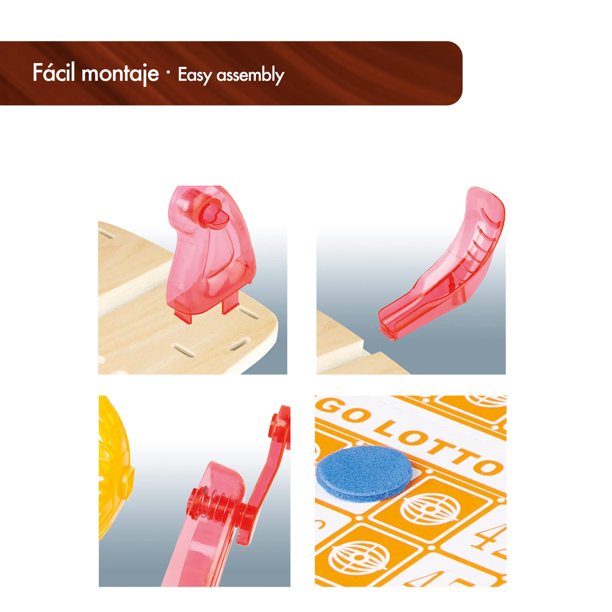 Colorbaby 49666 - Bingo de mesa manual de madera CB Games / Juego de mesa para niños y adultos, juego del bingo, juegos en familia, Rojo, juegos de mesa clásicos / Jugar al bingo